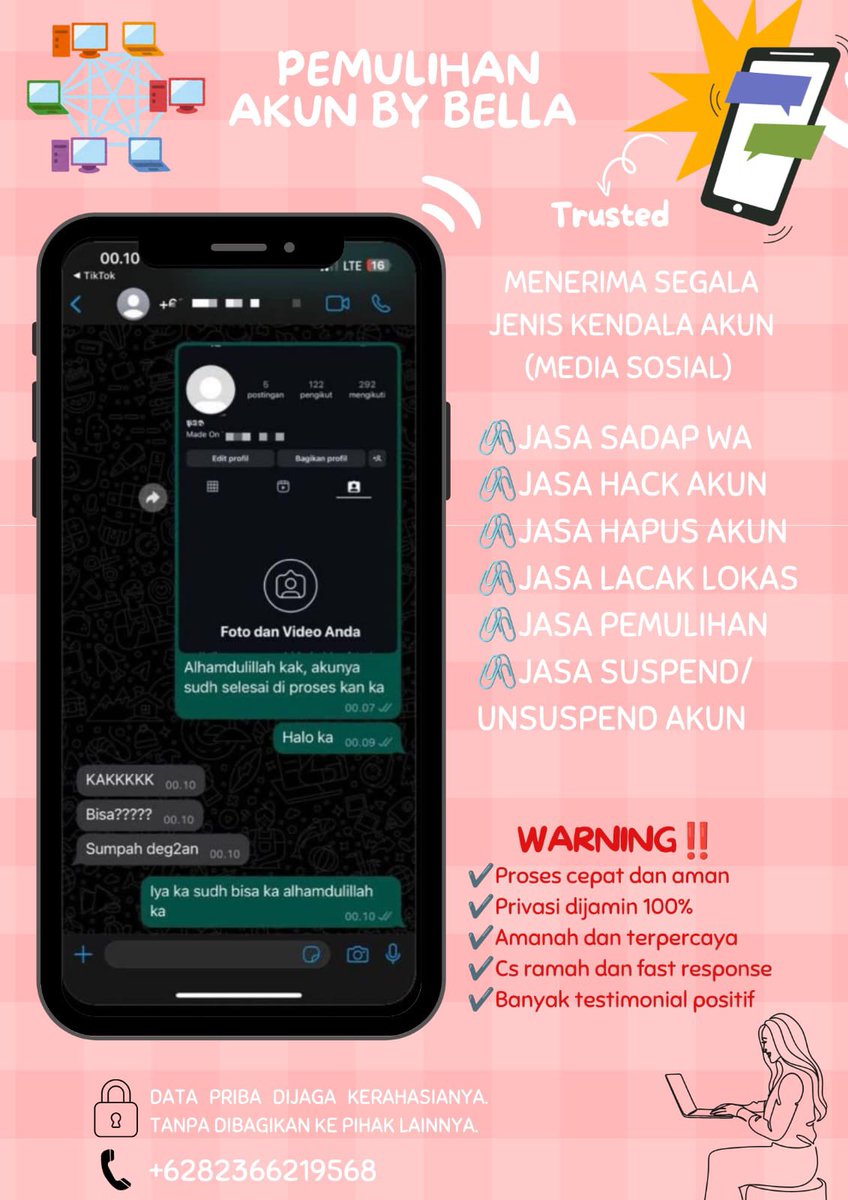 rynnpe's tweet photo. Jasa hack akun &amp; jasa Pemulihan Akun dan Jasa lacak lokasi nya🍬✨

Jasa balikin akun/ u suspend &amp; suspend akun, Instagram dan Facebook, Tiktok, Linkedlin, Gmail, Line, all sosmed ✍🏻💬 

Hapus akun Facebook, Instagram, Line, Twitter, YouTube, &amp; lain nya

જ⁀➴wa di bio ya … https://t.co/6Y7EkPM9hH