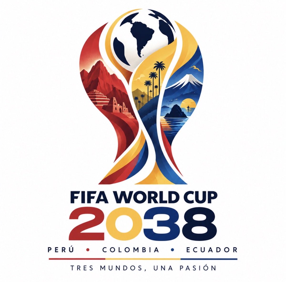 sgarciaz's tweet photo. Nunca había un mundial más cercano. Patria milagro, construcción de estadios nuevos. Buenos aliados vecinos: Perú y Ecuador. Tenemos todo para nominar a los tres países para el mundial de 2038, tiene que ocurrir en los próximos 4 años. https://t.co/d5ITsbucNw