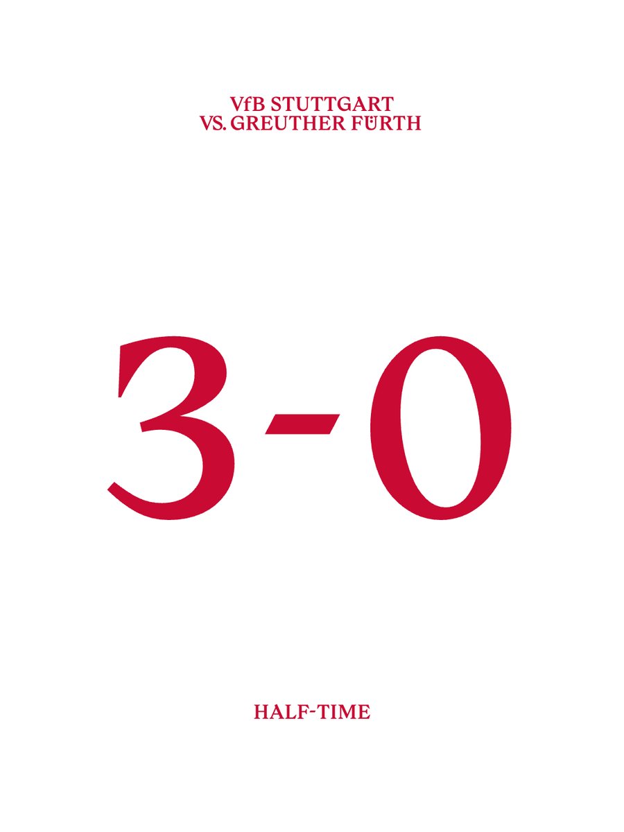 VfB_int's tweet photo. 𝗟𝗲𝗮𝗱 𝗮𝘁 𝘁𝗵𝗲 𝗯𝗿𝗲𝗮𝗸 ⚪️🔴

⚽️  1-0 Undav (15'), 2-0 Prömel (17'), 3-0 Undav (37')

#VfB | #VfBSGF | ⏱️45' 3-0 https://t.co/vgnnBlMcO9