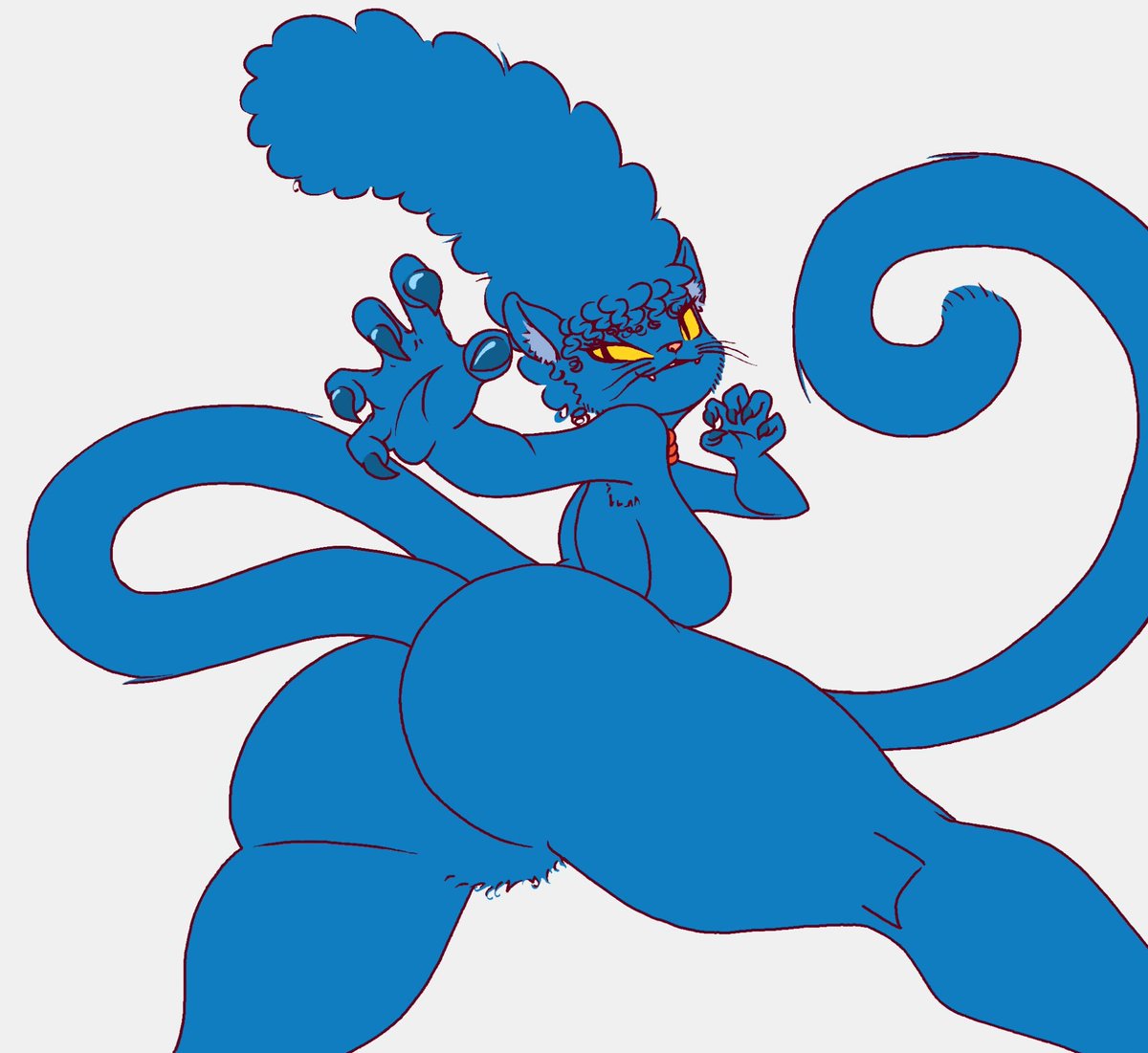 Barbonius's tweet photo. It's basically Halloween. Panther Marge cuz she only has like 3 colors. https://t.co/oDoetHOs6V