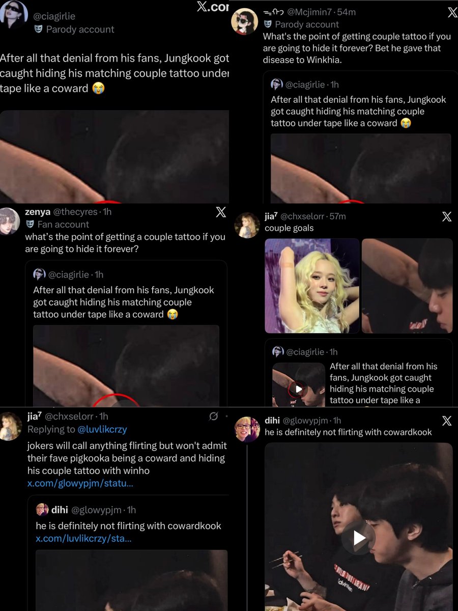 jkvnoer's tweet photo. no one is more obsessed with jk's nonexistent tattoos than piglets aka ex joker, just bc their cowrdmin got exposed by his own gf in 4k and ran away from airport backdoor 😭 https://t.co/TYpRDwO3xR
