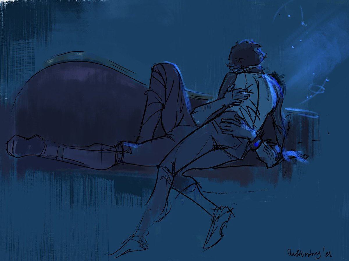 SolelyVisiting's tweet photo. A little nighttime lighting study featuring Jayce and Viktor lab shenanigans #jayvik #sketching https://t.co/GhhPhdFydn
