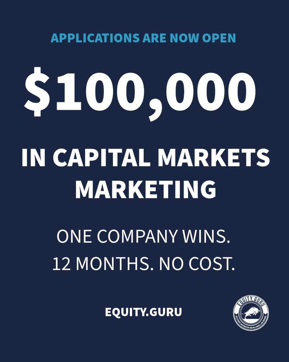 equitydotguru's tweet photo. IT’S OPEN.

We’re giving one publicly traded company our complete 12-month https://t.co/t39aLq39RY Capital Markets Program, valued at $100,000, at no cost.

Think your company has a story investors should know about?

Applications close October 15. 👇
https://t.co/FcksDGF38s https://t.co/9hF0tT2vpx