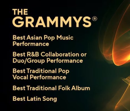 kchartsmaster's tweet photo. The Recording Academy confirms the new Best Asian Pop Music Performance category will remain at the 2027 GRAMMYs. https://t.co/5NdYyk1zcq