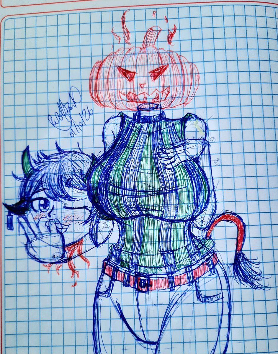 WolfDark_DaWeon's tweet photo. Primer dibujo de octubre
(A lapicero y en cuadriculada porque no hay hojas bond ni lapices a la mano)
**Estoy ocupado con la universidad que no tenía tiempo para dibujar. Así que con esto me conformo por ahora (pero mañana haré algo más completo, espero ) https://t.co/4xLj76HsYA