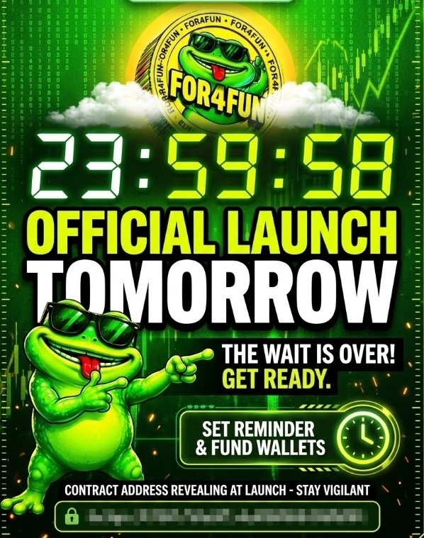 FOR4FUN5465's tweet photo. The wait is officially over. In less than 24 hours, FOR4FAN goes live on pumpfun
X:https://t.co/BkFdlOYfS5
Telegram:https://t.co/CbMLCPxtxE
Website:https://t.co/kJKUb5Z2Ua https://t.co/PHvMdgSF2A