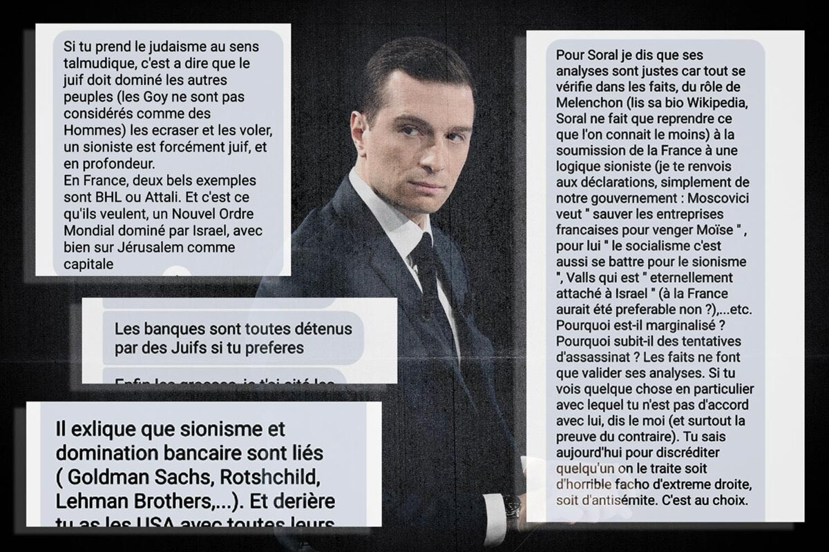 IanBrossat's tweet photo. Propos antisémites tenus par Jordan Bardella : Mediapart persiste et signe.

Le journal apporte ce soir de nouveaux éléments attestant de la véracité des propos abjects qui lui sont attribués.

Le président du Rassemblement national est bel et bien l’hériter de Jean-Marie Le Pen. https://t.co/t2E8IIdJFN