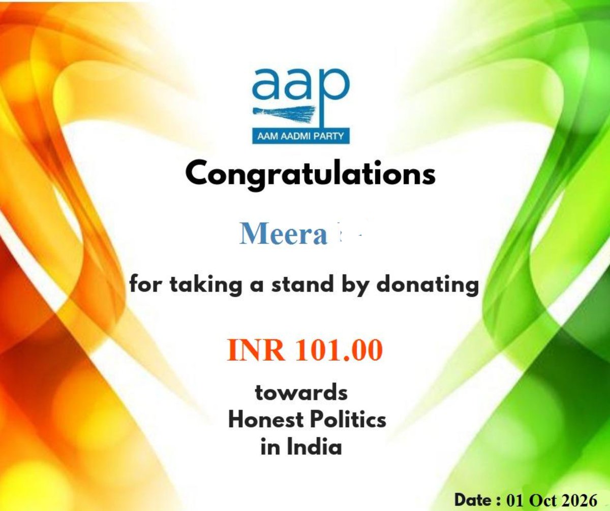 Mystic_Soul25's tweet photo. Done ✅ Appeal to all AAPians. Please donate Rs 101 at least per month! 

Donation link: https://t.co/6eCycHJPOB https://t.co/i8RqWJBjkj