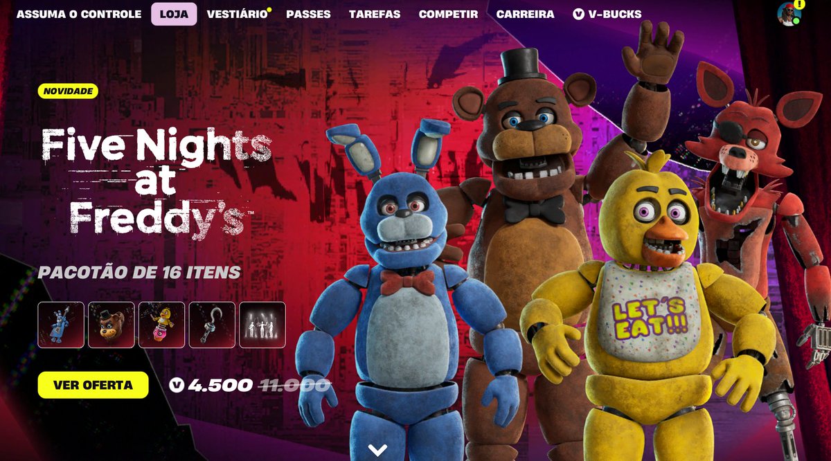 ViniJogaMine's tweet photo. tudo adquirido FNAF no FORTNITE https://t.co/pGNZSOFhNl