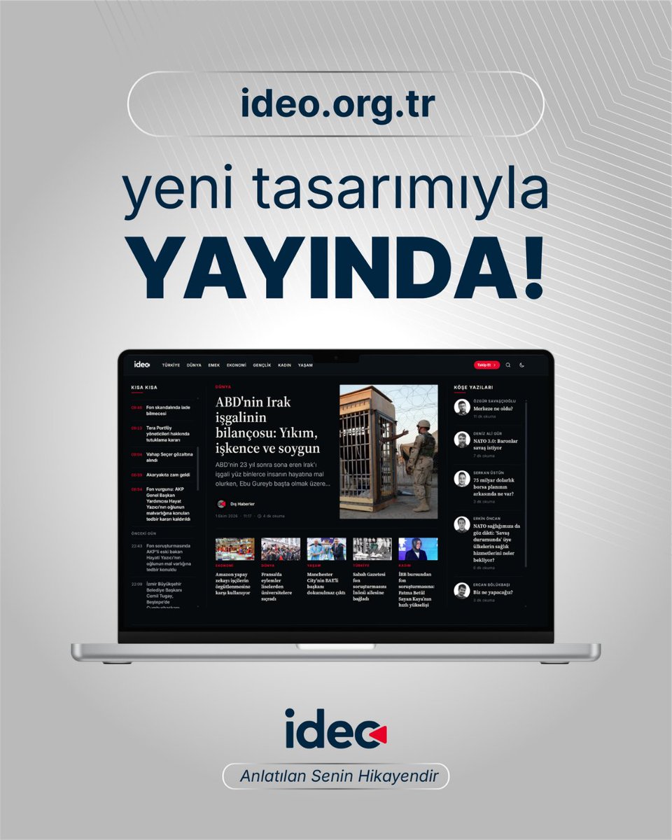 ideomedya's tweet photo. https://t.co/2ovcQI3fmT yeni tasarımıyla yayında!

Anlatılan Senin Hikayendir.