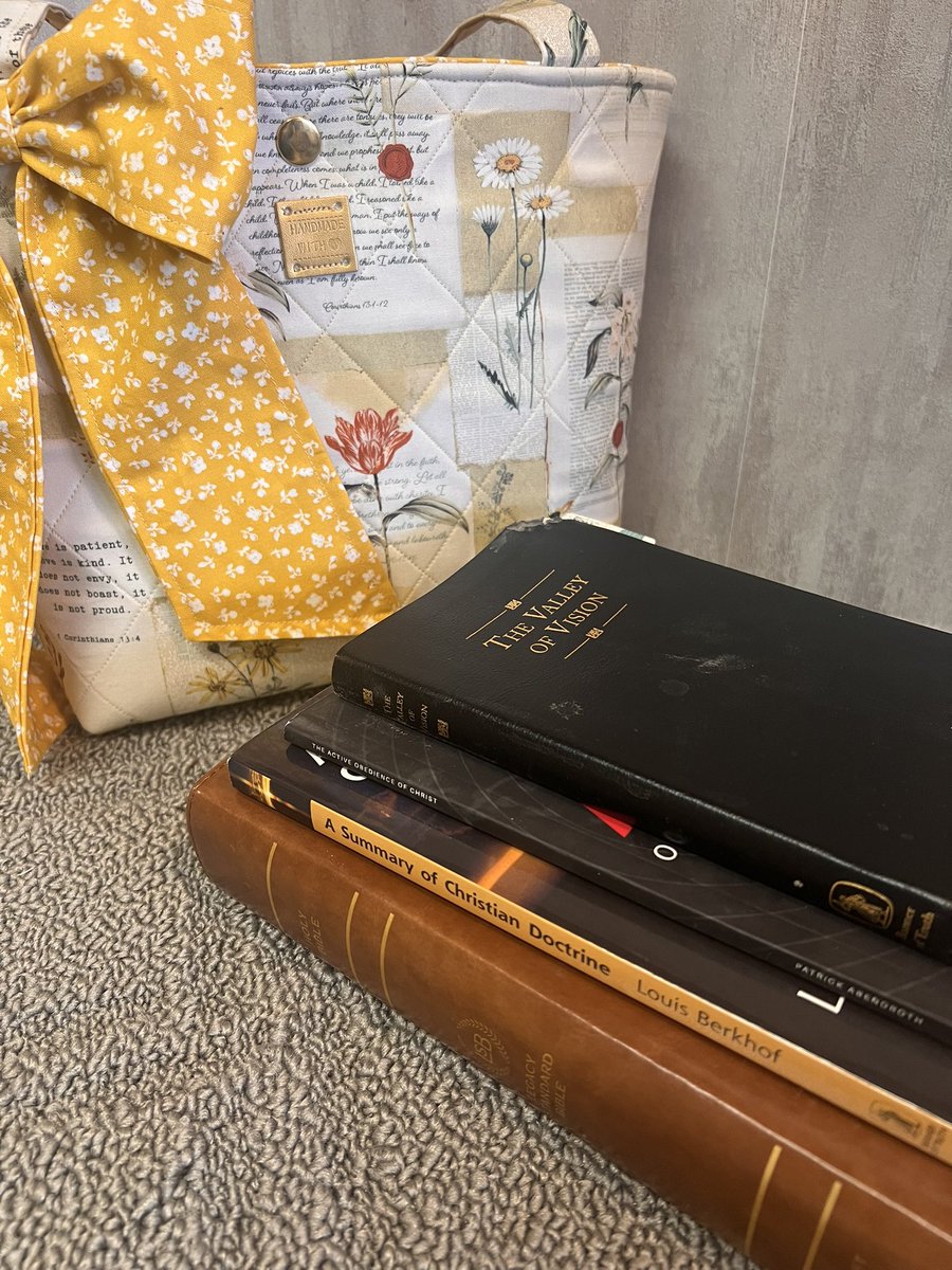 Noash22's tweet photo. People are asking what the bags will fit… well an LSB Bible, Valley of Vision, Active Obedience of Christ and A Summary of Christian Doctrine seem to fit nicely 🤭🤭🤭 Dm me if interested ❤️ https://t.co/pCDOv6WqHa