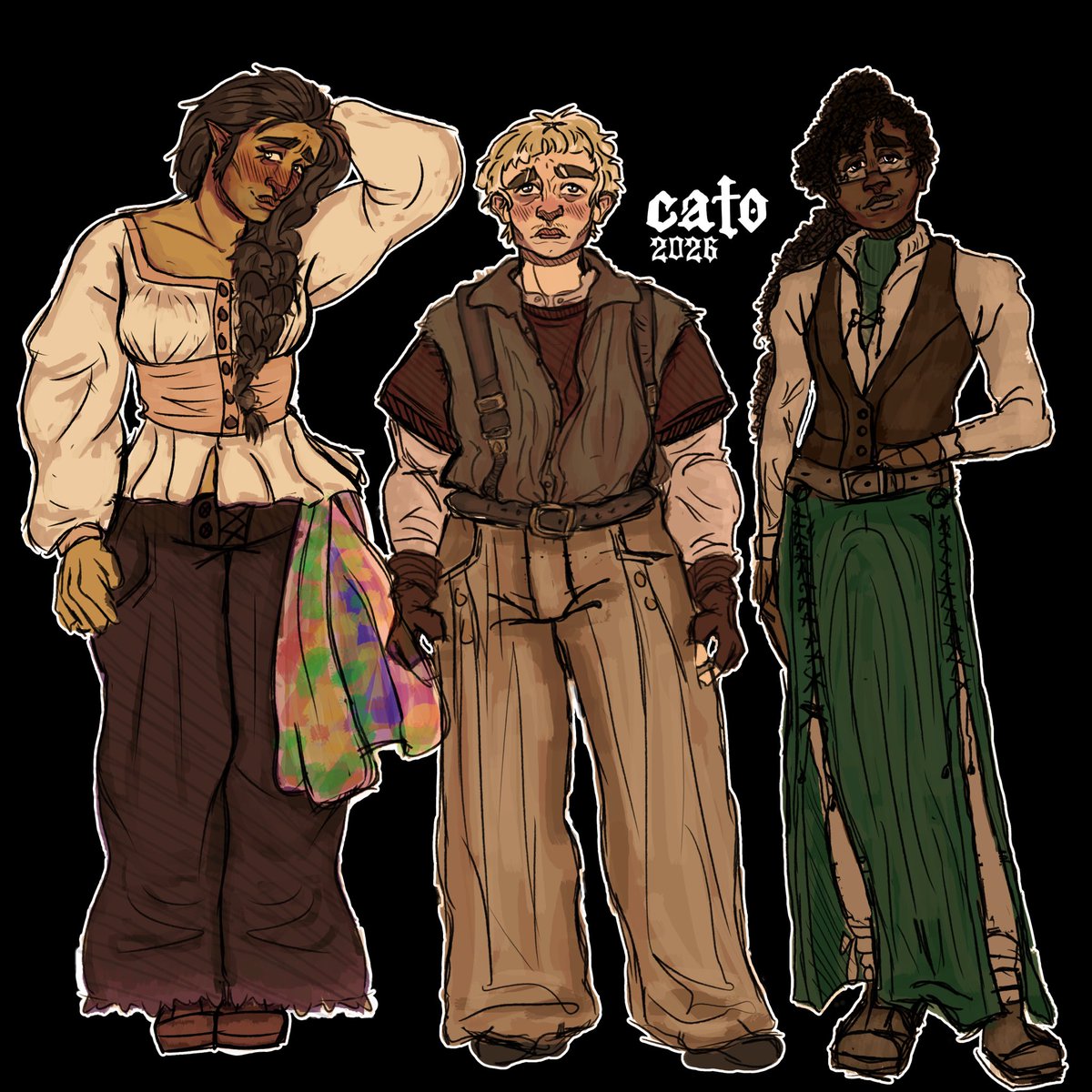 inkwhelps's tweet photo. hello original characters from waywarde my story i’m developing 👋🧛🏿🫀🐺🪾

[ #originalcharacters #ocs #krita #digitalart #art ] https://t.co/Bjot6QMoow