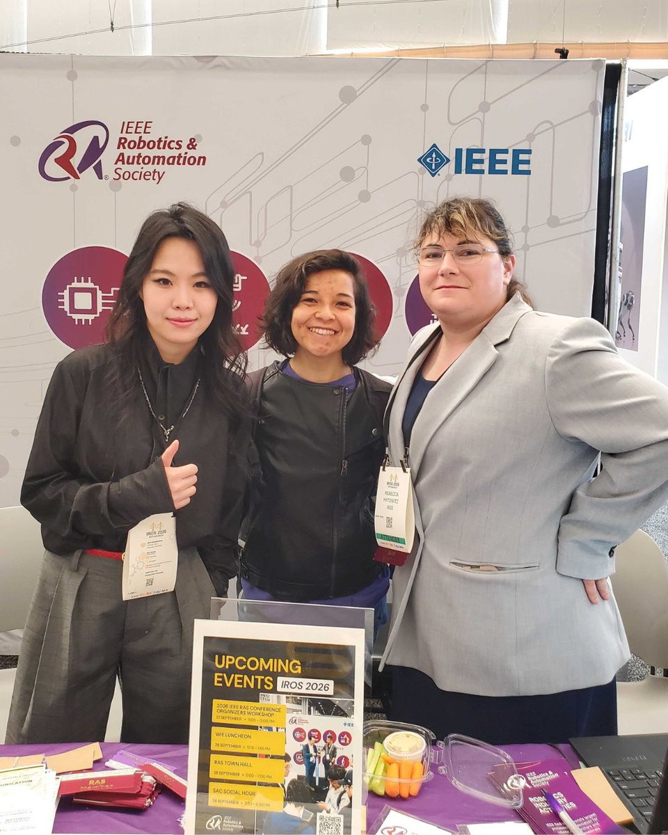 HelloSciCom's tweet photo. Huge thanks to @ieeeras for the opportunity to go to #IROS2026!

Hello SciCom creative, Hebba, got to spend a few days amidst the robots and robot enthusiasts, ogling dextrous hands, talking to roboticists, and learning how to spell "roboticists."

The only downside? She is now terrifyingly equipped to make robot puns. 

She’s already brainstorming snacks for next year’s goodie bags: HapTic-Tacs.

#IEEE #IROS2026 #Robotics #IEEERAS #ScienceCommunication