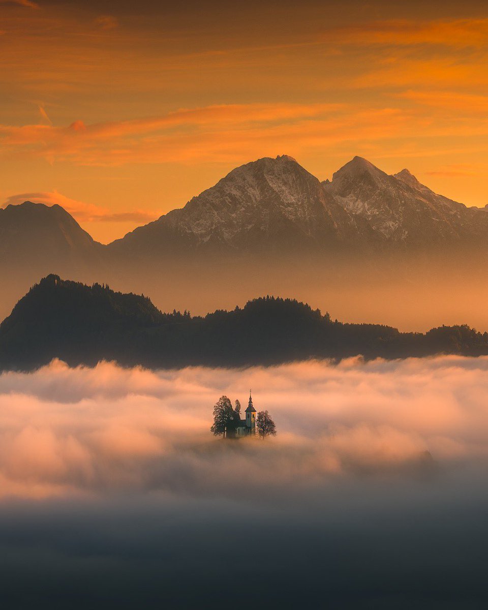 ExploringSlo's tweet photo. Just after sunrise, St. Tomaž Church emerged from the mist, floating quietly between the mountains and the sky. Soft autumn light bathed the valley in warm golden tones, creating a scene that felt almost otherworldly 😍
Photos by 📸 Tomasz Rojek https://t.co/gaRIK4Rijy