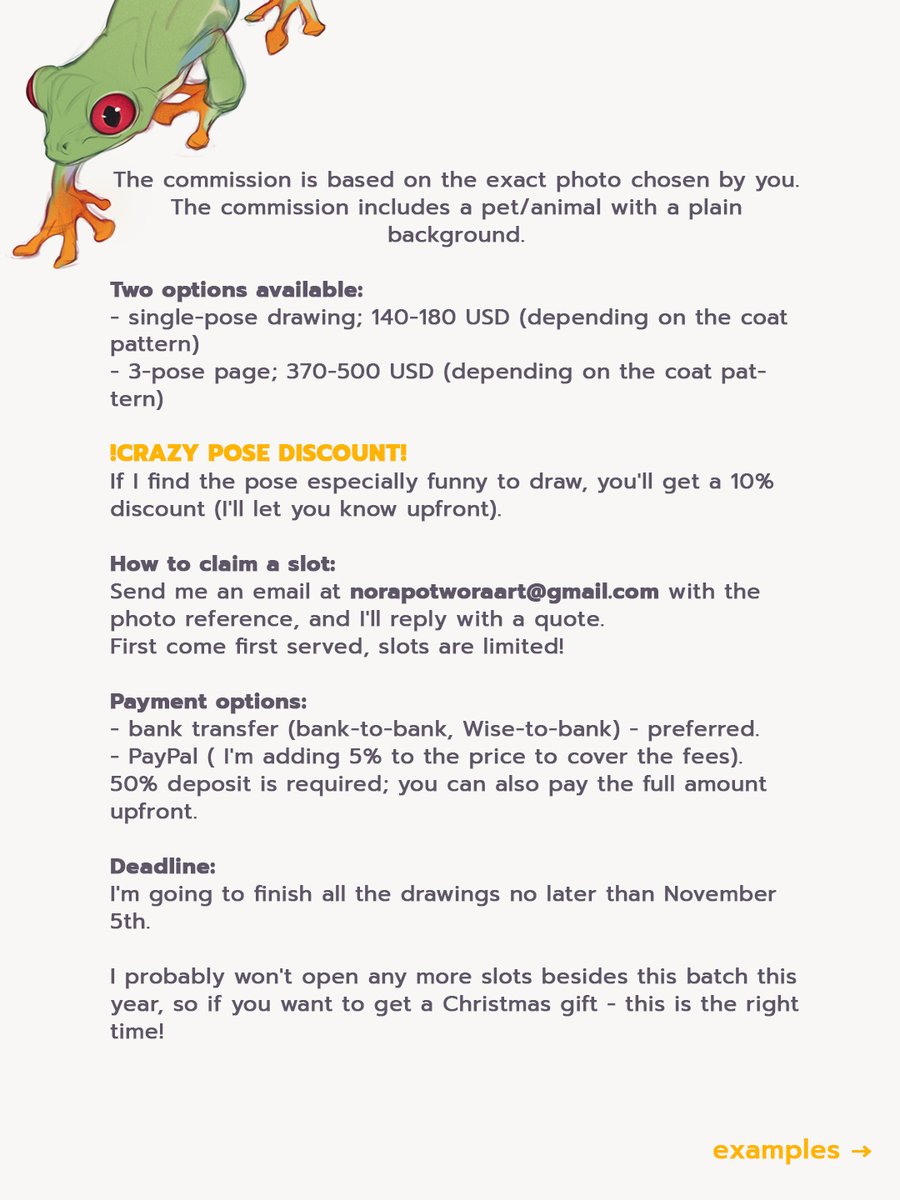 NoraPotwora's tweet photo. #COMMISSIONS OPEN!

First come first serve, with limited slots.
10% discount for crazy poses.

I can draw all kinds of #animals - #wild or #domesticated, it doesn't matter!

To grab a slot send me an email: norapotworaart[at] https://t.co/McGt5Lgxck https://t.co/KpHcVWrhio