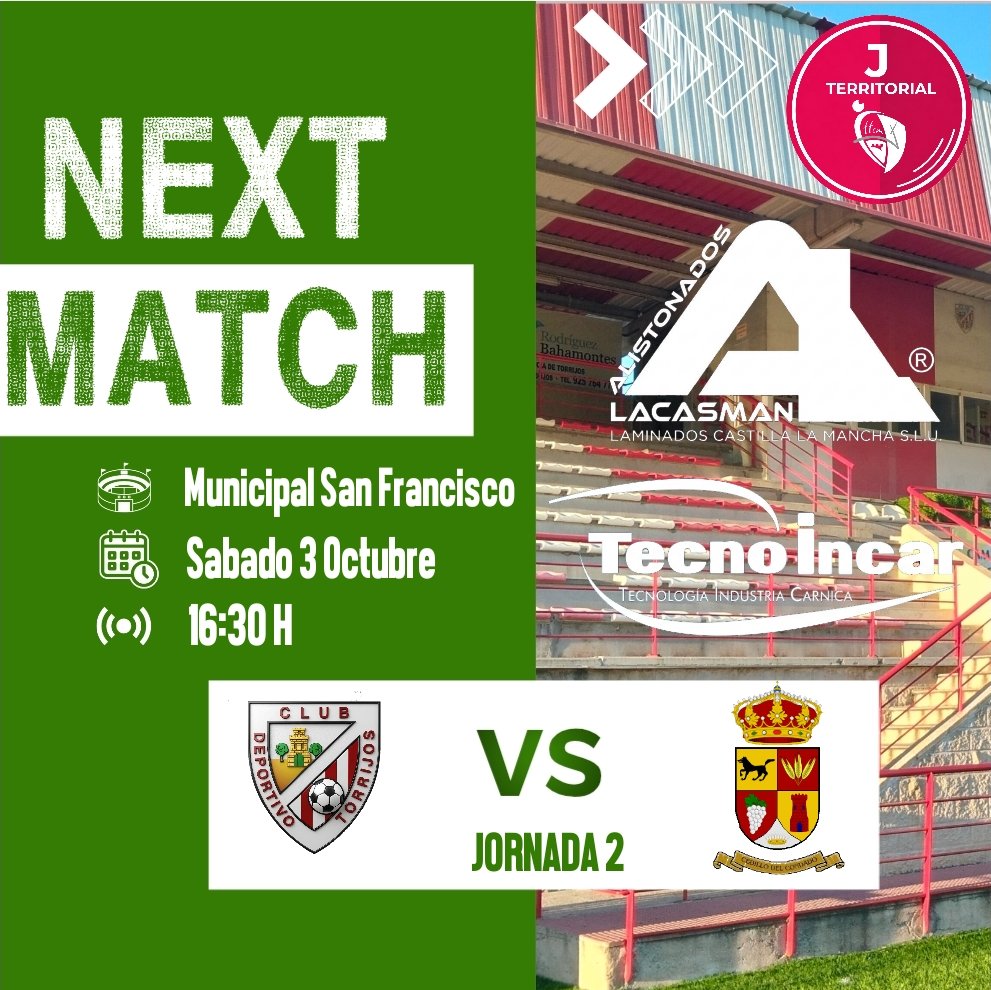 CanteraTorrijos's tweet photo. 🔴⚪️ JORNADA 2 | JUVENIL TERRITORIAL ⚪️🔴

Nueva cita para nuestro Juvenil Territorial. Este sábado, toca volver a competir y disfrutar del fútbol con nuestra gente. 

🆚 @cdecedillo B
📅 Sábado, 3 de octubre
⏰ 16:30 H
🏟️ Municipal San Francisco
🎟️ Entrada: 5€

¡Os esperamos! https://t.co/3QmJofnpoC
