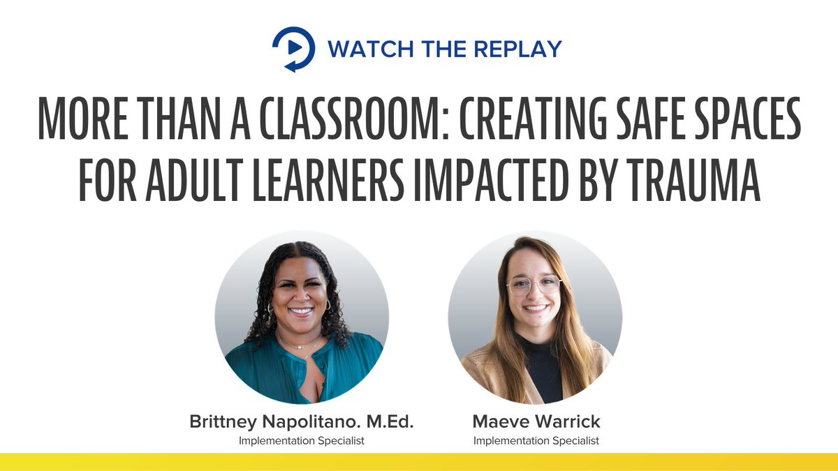 EssentialEd's tweet photo. Trauma can impact adult students’ learning, bringing extra stress and memory hurdles. 🧠 Missed our latest webinar? Catch the replay for actionable ideas that help students stay on track! 📈 https://t.co/QXZ8IFvVX9 https://t.co/RrgZEDR88M