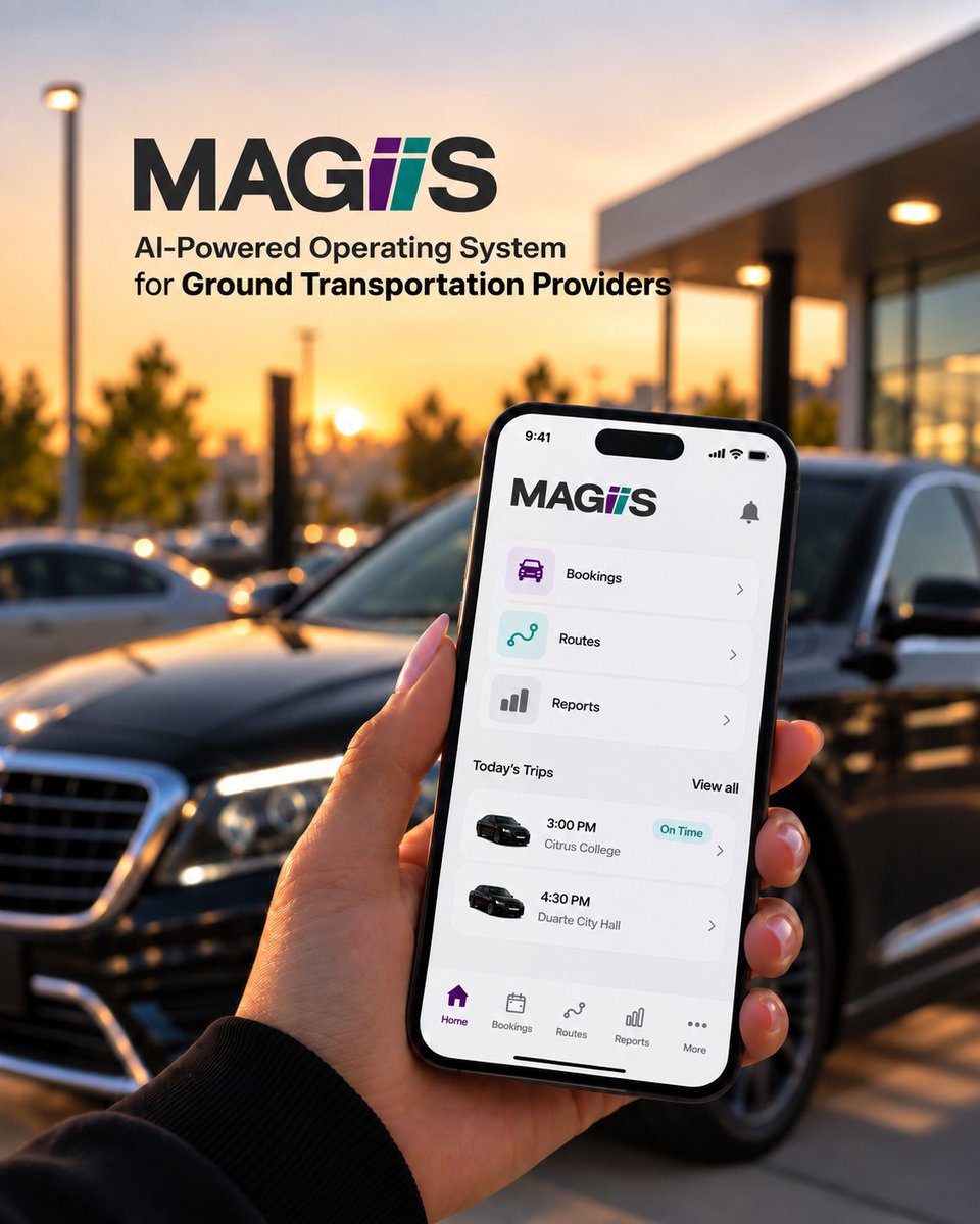 MAGIISTP's tweet photo. Meet MAGIIS,
The AI-powered operating system built for ground transportation providers.
Ready to see it in action? Schedule a demo: https://t.co/JMsmk7XOV0
#groundtransportation #TransportationTechnology #AIForBusiness https://t.co/uQEYUokDSZ