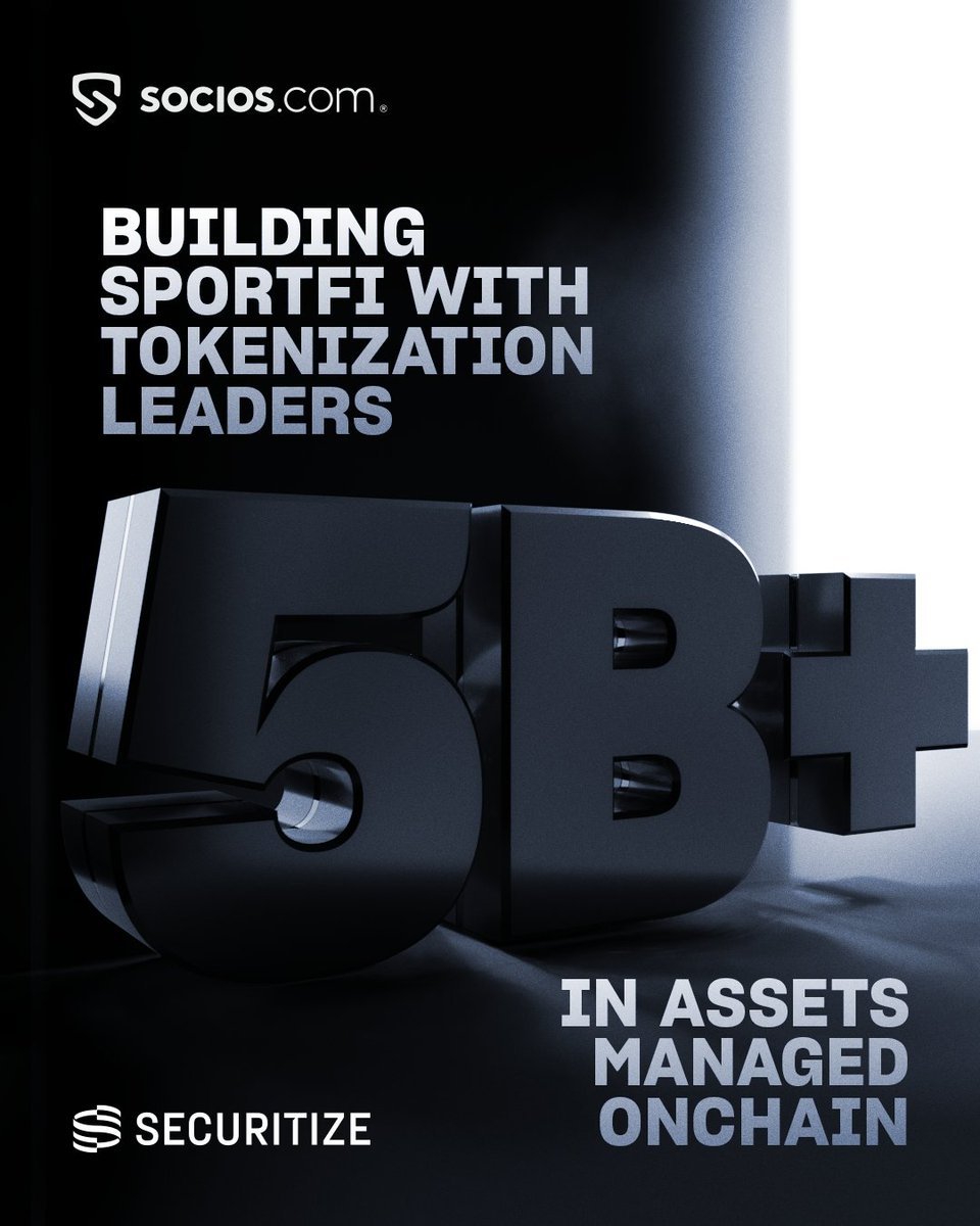 socios's tweet photo. The infrastructure behind the number matters.

@Securitize’s track record includes tokenizing BUIDL, BlackRock’s first tokenized fund.

With @socios, that expertise supports a new ambition: giving fans and investors a regulated route to minority equity in professional sports. https://t.co/ihRtuRZ1fI
