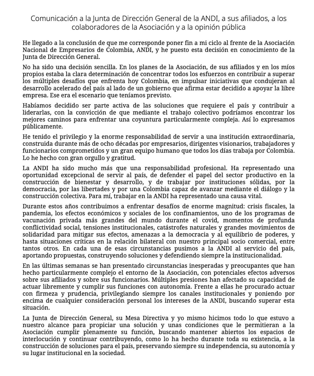 AnaErazoR's tweet photo. Otra cabeza que rueda gracias al dictadorcito @ABDELAESPRIELLA. Bruce Mac Master sale de la @ANDI_Colombia. No soportó la presión y el veto que le impuso Abelardo.

En Colombia salen periodistas, salen dirigentes gremiales y salen funcionarios por la decisión de @ABDELAESPRIELLA de censurar a toda persona que no esté de acuerdo con él.

Estamos ante un gobierno AUTORITARIO, y eso hay que decirlo con todas las letras.

Hicieron campaña diciendo que el progresismo y @petrogustavo se tomarían el poder, y terminamos con un presidente como @ABDELAESPRIELLA, que en menos de dos meses tiene intimidado a todo aquel que no lo aplauda.

Hoy Colombia vive un autoritarismo, y el que no lo diga es cómplice de esto.
