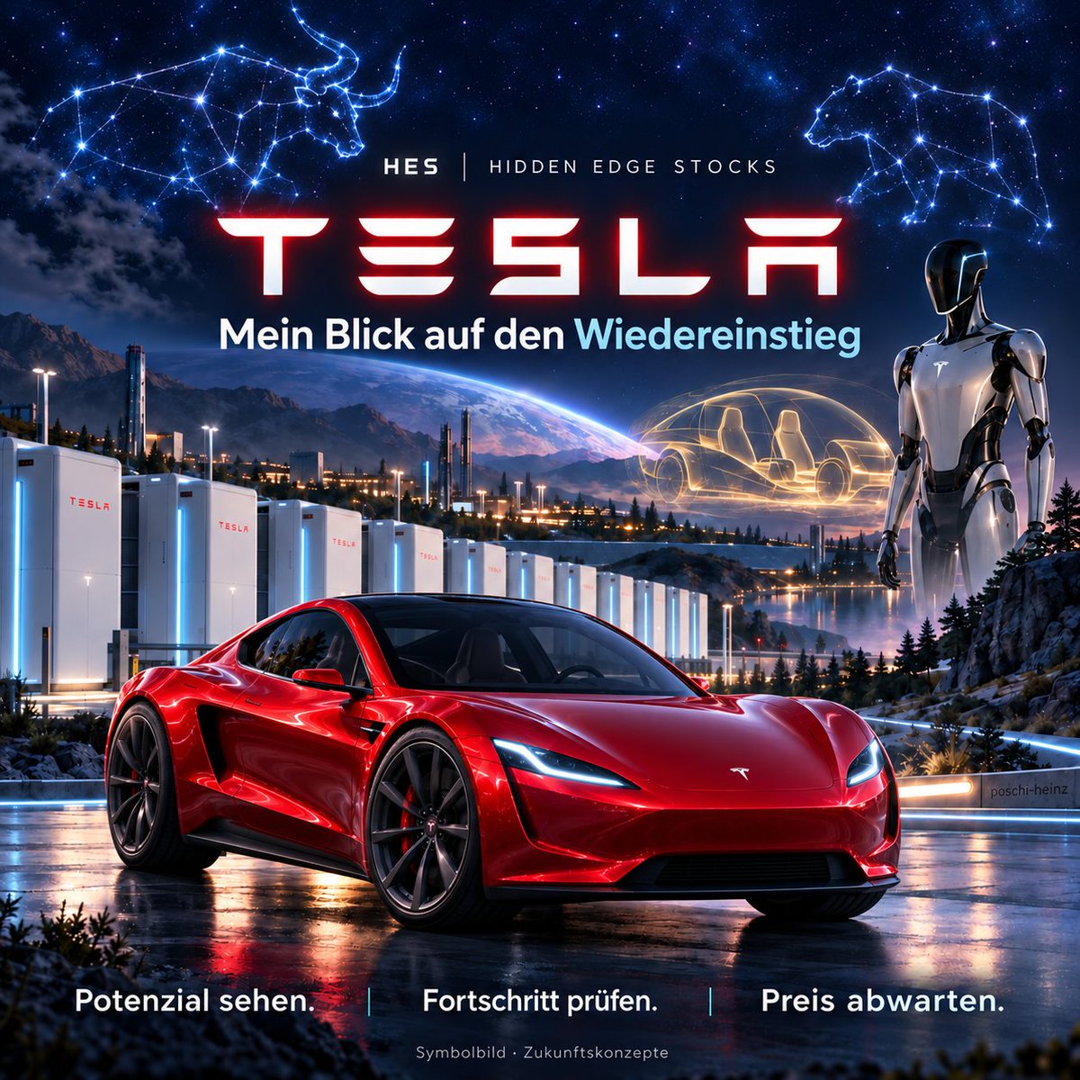HiddenEdgeStks's tweet photo. 🚨 Tesla steht wieder auf meinem Radar! 🚗⚡🤖

Danke an @aktien_max für den spannenden Impuls zu den anstehenden Auslieferungszahlen. 🙌 Besonders den Blick auf das Energiegeschäft finde ich wichtig – bei Tesla gibt es für mich mehrere Entwicklungen, die einen genaueren Blick verdienen. 🔋

Ich war bereits in Tesla investiert und warte auf eine passende Gelegenheit für einen Wiedereinstieg. Das langfristige Potenzial reizt mich weiterhin. Gleichzeitig möchte ich sehen, wie aus großen Ideen ein dauerhaft profitables Geschäft wird. 🔎

📊 Was erwarten Analysten für Q3?

Der von Tesla veröffentlichte Analystenkonsens liegt bei rund 462.000 Fahrzeugen. Das wären etwa 7,1 % weniger als im Vorjahr und 3,8 % weniger als im zweiten Quartal.

Wichtig: Das sind Erwartungen, noch keine gemeldeten Ergebnisse. Die hohe Vorjahresbasis gehört zur Einordnung dazu. Für mich zählen zusätzlich die aktuellen Verkaufspreise und Gewinnspannen.

🔋 Energiespeicher verdienen einen eigenen Blick.

Erwartete 15,9 GWh an ausgelieferter Speicherkapazität wären ein Plus von 27,2 % zum Vorjahr. Darin sehe ich eine interessante Wachstumschance. Entscheidend bleibt, wie viel Gewinn und Geldzufluss dieses Wachstum tatsächlich bringt.

🤖 Cybercab und Optimus machen die langfristige Perspektive spannend.

Autonome Mobilität und Robotik könnten neue Geschäftsfelder erschließen. Ich schaue dabei auf sichere Anwendungen, notwendige Zulassungen, zahlende Kunden und nachvollziehbare Kosten im Einsatz. Aus technischen Fortschritten muss ein tragfähiges Geschäft entstehen.

🙌 Worauf warte ich beim Wiedereinstieg?

Auf überzeugende Geschäftszahlen, messbare Fortschritte bei den Zukunftsprojekten und eine Bewertung, die auch Raum für Verzögerungen lässt. Ein Kursrückgang allein wäre für mich noch kein ausreichender Kaufgrund.

💡 Mein Lernpunkt: Ein Unternehmen kann eine große Zukunft haben, während seine Aktie bereits sehr viel davon vorwegnimmt. Deshalb prüfe ich bei Tesla sowohl das Potenzial als auch den Preis, den ich dafür bezahle.

Was wiegt für euch bei Tesla am stärksten: Autos, Energie oder Robotik? 👇

$TSLA #Tesla #Energiespeicher #Robotik

Quelle: Tesla Investor Relations – Q3-2026-Analystenkonsens vom 29.09.2026 sowie Auslieferungsberichte für Q3 2025 und Q2 2026. Stand: 01.10.2026.