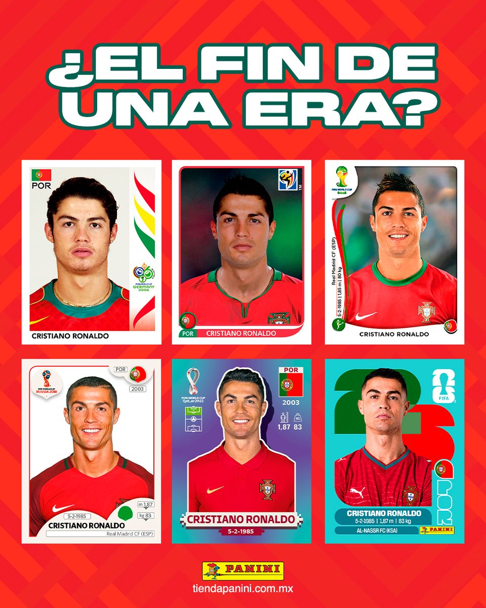 panini_mx's tweet photo. Una carrera construida a base de récords imposibles. ⭐️🇵🇹

6 Copas del Mundo, el mayor registro goleador de selecciones en el planeta y una mentalidad ganadora que marcó a generaciones enteras. Honramos al dueño absoluto de las grandes citas.

Gracias por tanto, CR7. 🐐⚽ https://t.co/tJnEOUvfky