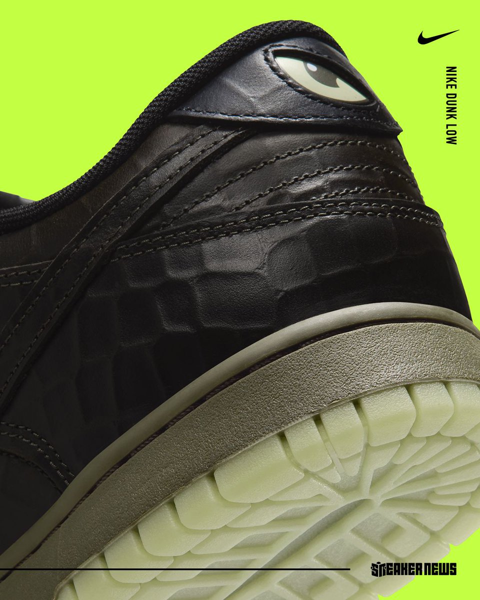 SneakerNews's tweet photo. The Dunk Low enters Nike's Halloween 2026 fray with this spooky colorway 🐊 

Croc skin uppers, glow-in-the-dark outsoles, and "Shibuya" branding 

Get a closer look:  https://t.co/vlrsPv0eFk https://t.co/a0e58SVMPl