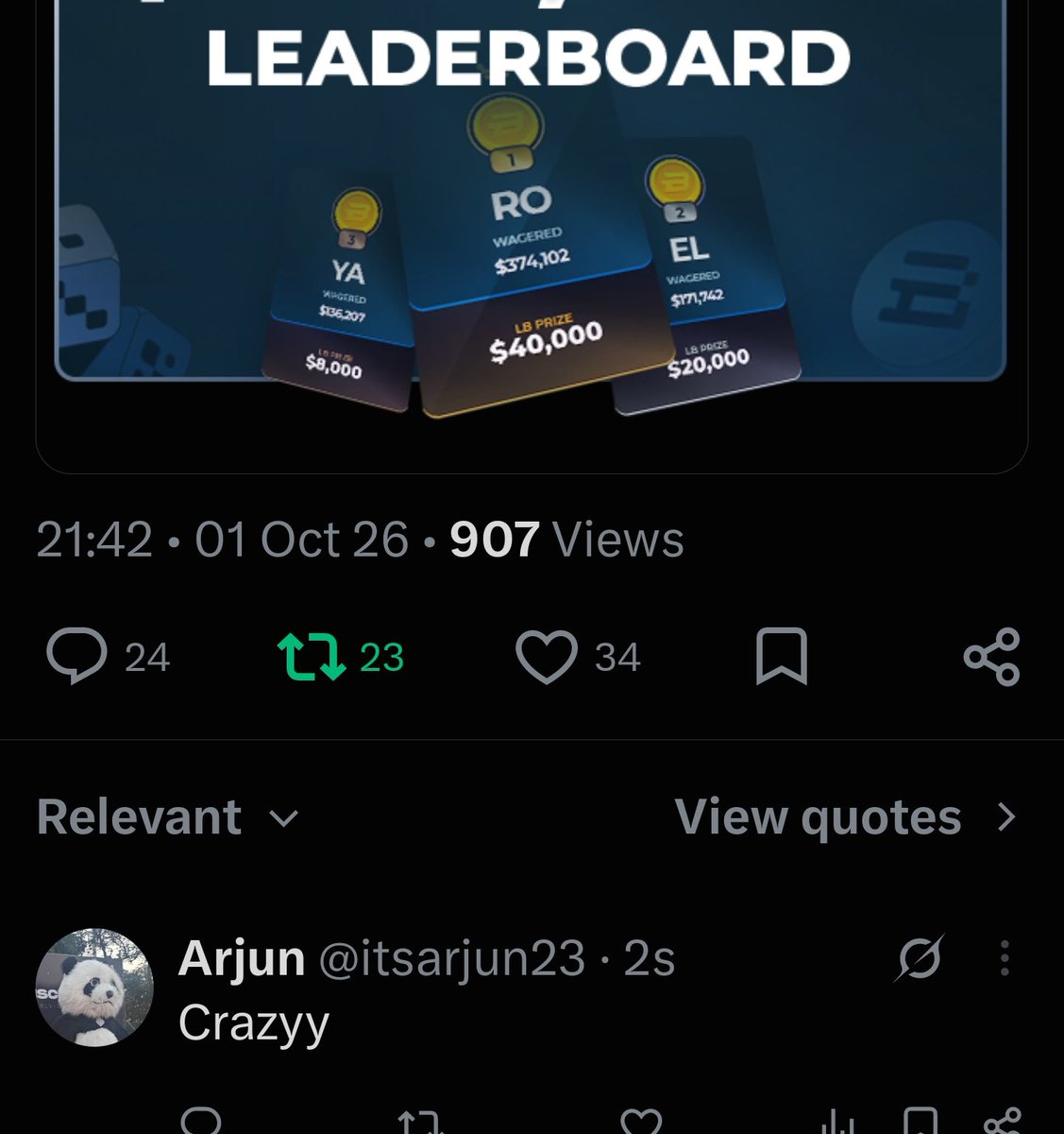 itsarjun23's tweet photo. @lancekick @Stake Hope I winnn. Gl guys

Stake: iamarjun https://t.co/ERZSnvx5mn
