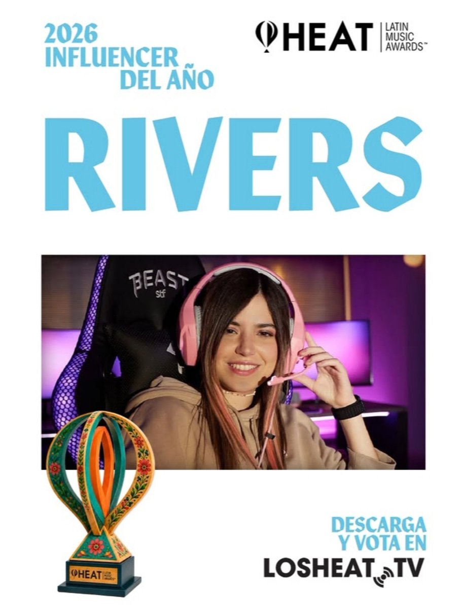 Tefha018's tweet photo. Sigan votando pollos 🐣 

Rivers nominada en los premios HEAT https://t.co/d2mFXn84pB