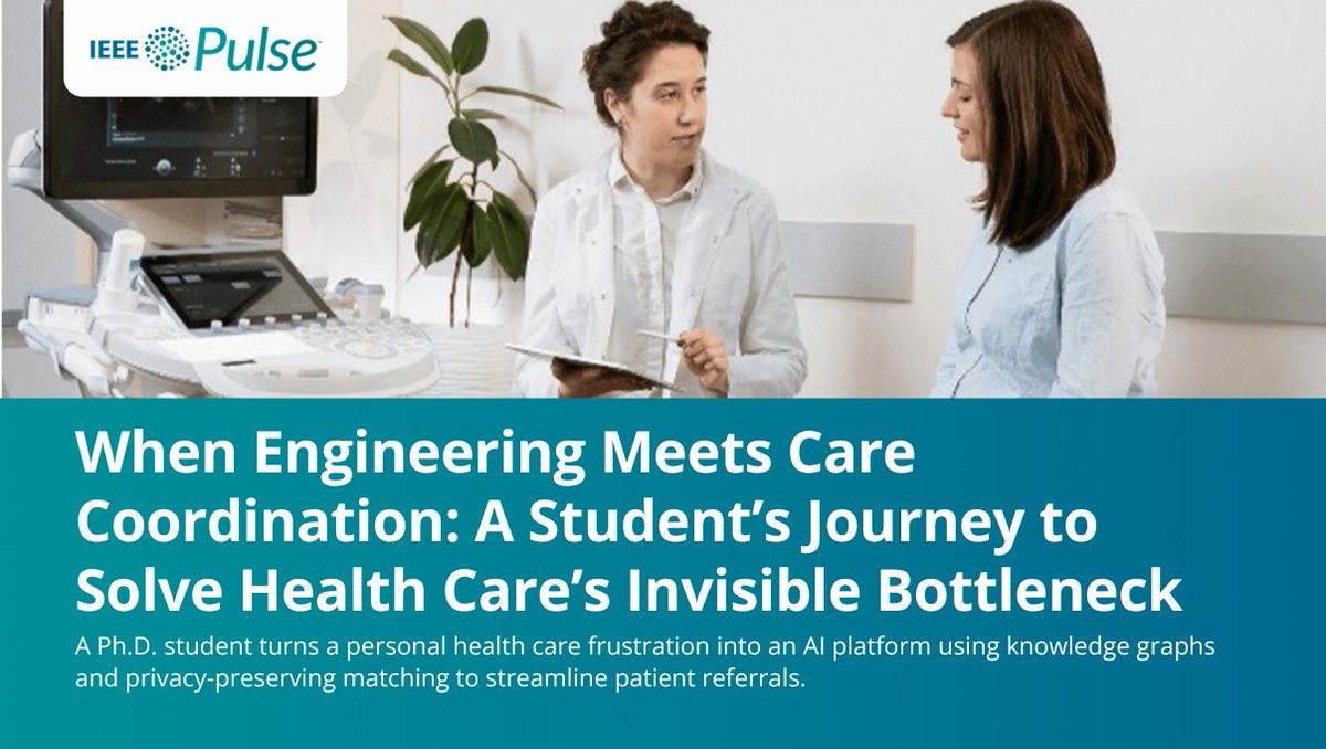 IEEEembs's tweet photo. What happens when an #engineering student takes on one of health care’s invisible bottlenecks?

In the latest #IEEE PULSE feature, Naheem Noah shares his journey exploring how engineering can help improve #CareCoordination.

Read the story: https://t.co/uJHmMLsmFx https://t.co/lriaeV5WMu