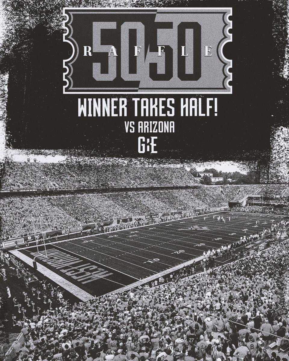 WVU_GBE's tweet photo. 💰 50/50 Raffle Recap: Over $16,000! 💰
Congratulations to last week's lucky 50/50 winner, who took home more than $16,000 during the game! 🎉
Ticket sales for our upcoming Coal Rush game against Arizona open on October 5th! https://t.co/Y7G6txxsNE