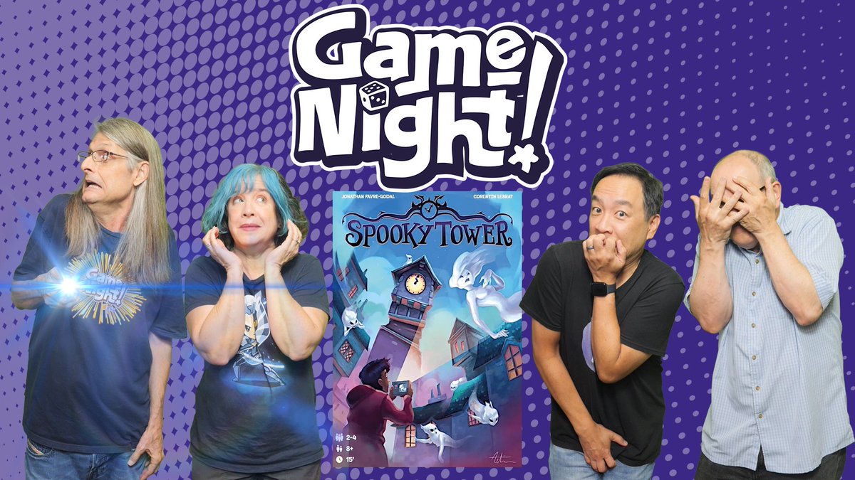 BoardGameGeek's tweet photo. Tonight on GameNight! @ChilibeanNP, @GoingAnalogShow, Dave &amp; @heccubustwit teach &amp; play "Spooky Tower" designed by Jonathan Favre-Godal &amp; @Akashinai and published by @ReposProduction. Thanks so much to @Gamegenic_ for sponsoring this episode! —Lincoln https://t.co/6oXOrffJBF https://t.co/qdL1st2zBn