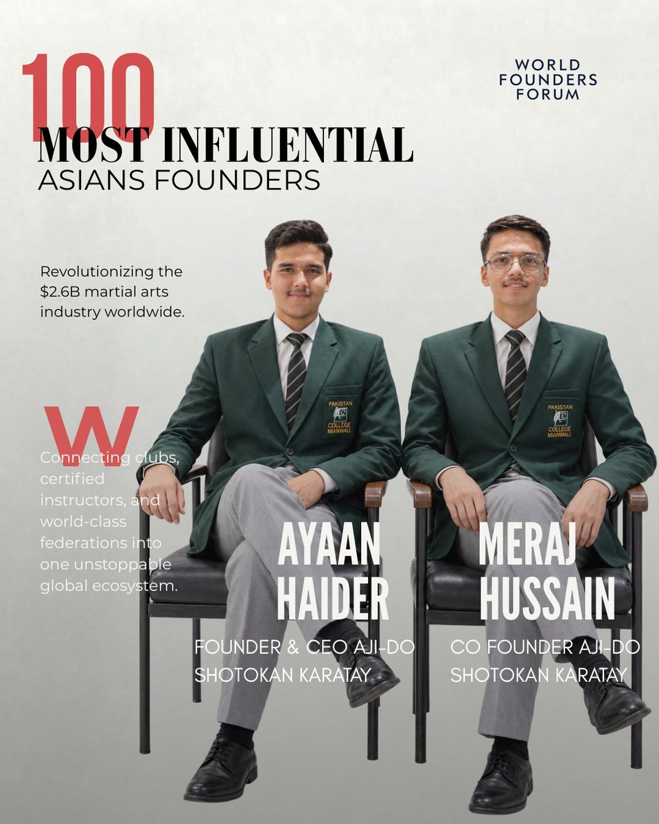 WorldFoundersF's tweet photo. The martial arts industry is worth $2.6 billion — and still completely fragmented.
Ayaan Haider &amp; Meraj Hussain are building the global platform to change that.
One ecosystem. Every athlete, instructor, academy &amp; federation. Connected.
🔗 Follow @WorldFoundersForum https://t.co/Su1CYpa0BU