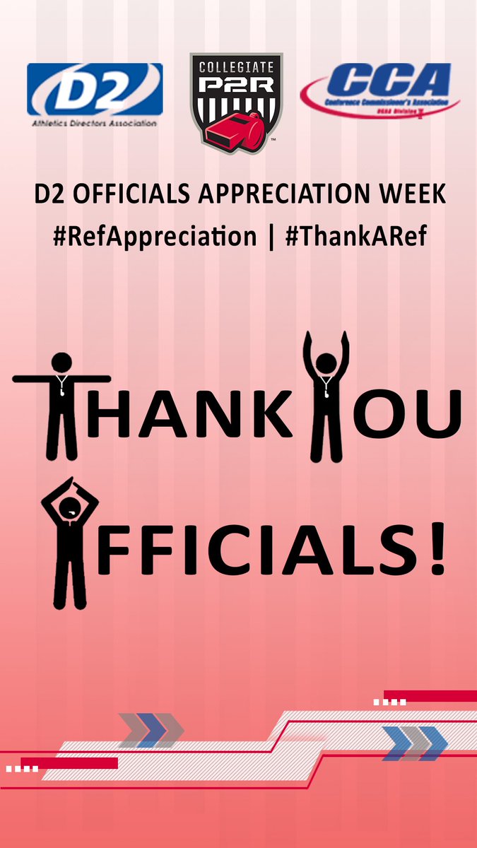 CoachKBayer's tweet photo. Itโs D2 Officials Appreciation Week. A big thank you to all our game officials. You are vital to college athletics! We couldnโt do game day without you. #ThankARef #RefAppreciation @RUhawks https://t.co/42MsOLpBnX