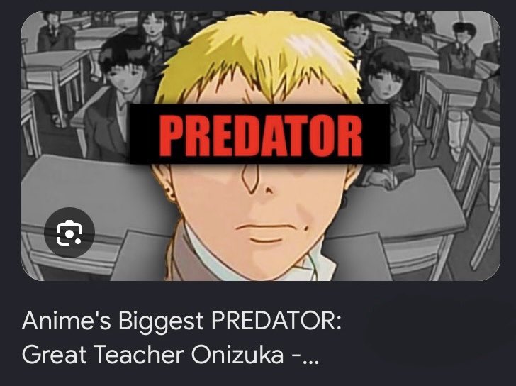 Morphene16's tweet photo. @sacknest This one, hard to recommend GTO when its one for the first thing that shows up when you google ”great teacher onizuka” 
😓 https://t.co/5NuYsrWsi9