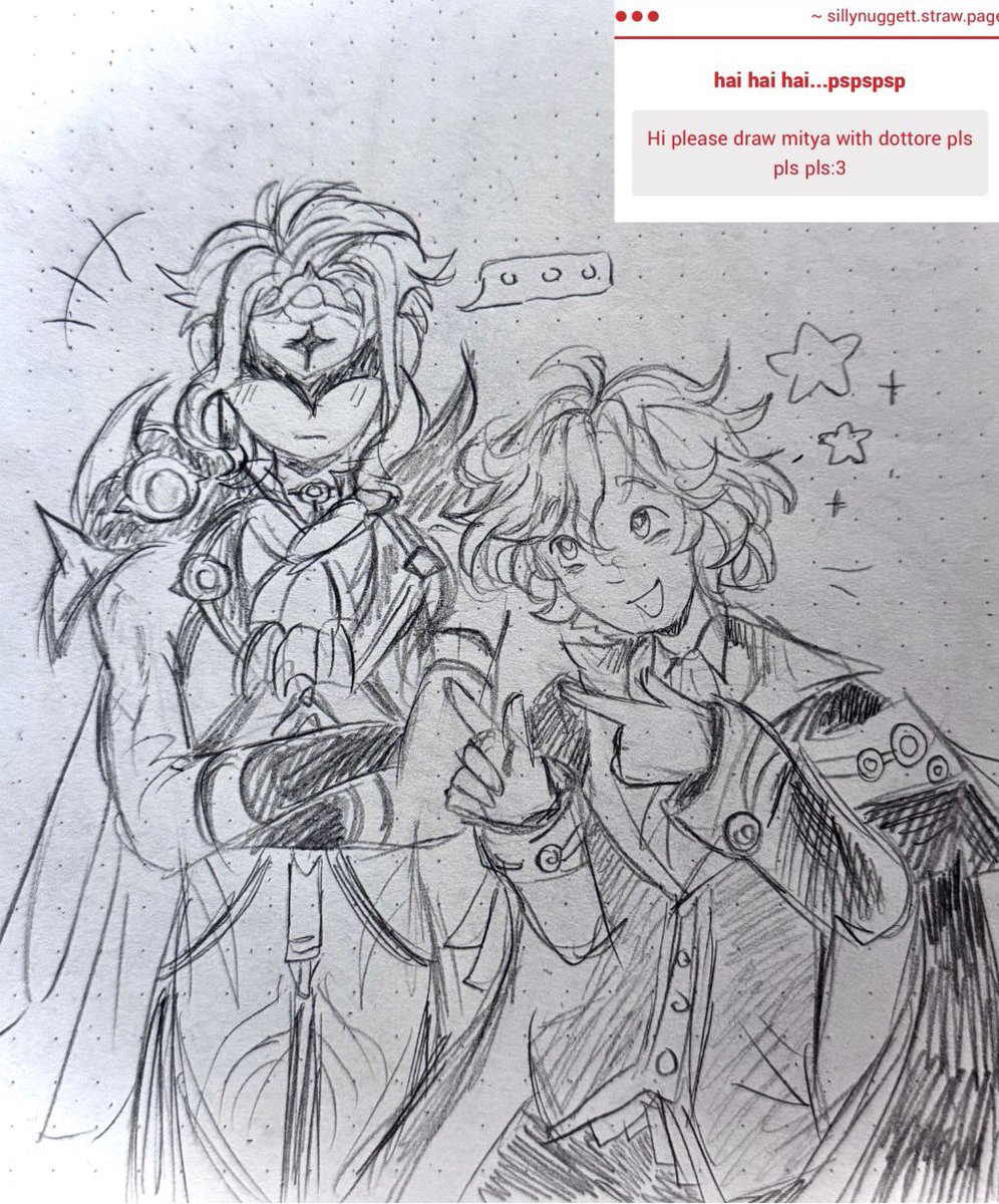 sillynuggett's tweet photo. THEY WERE SO FUN TO DRAWUEUEU this duo is very interesting,,,i wonder if mitya would have an about dottore voiceline.? 🙇 https://t.co/bdI5E0etU6
