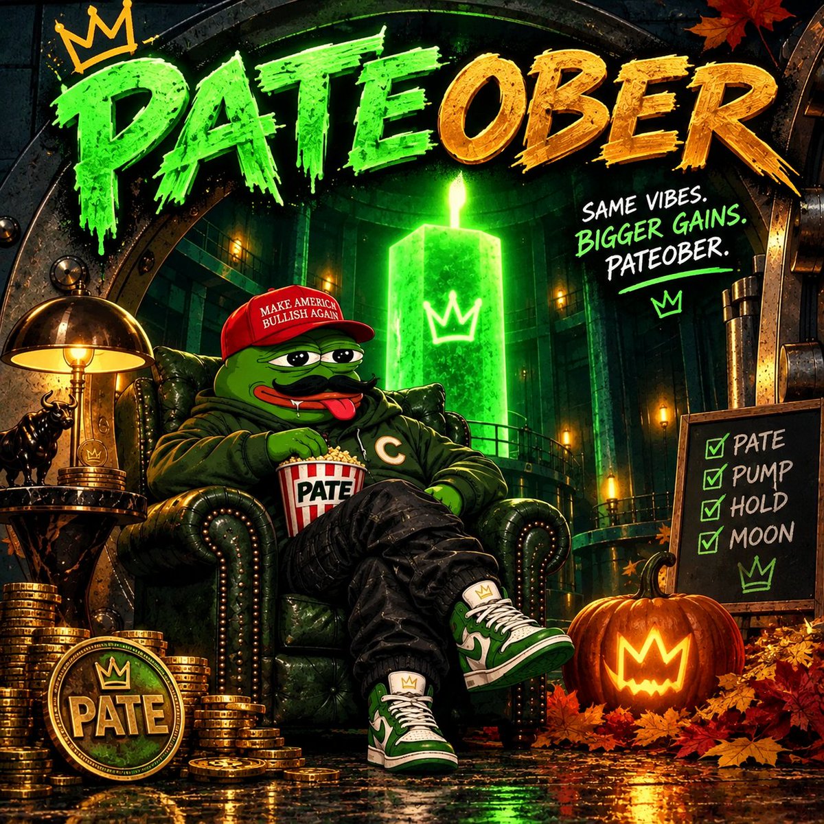dulos4ever's tweet photo. It's PATEober everyone! $PATE is the Beta to current cycle runner Cate. Cate is going to billions and Pepe Cate is going to millions. Buy now, hold, and watch your bag pump to the moon. https://t.co/xFMjheRU8X
