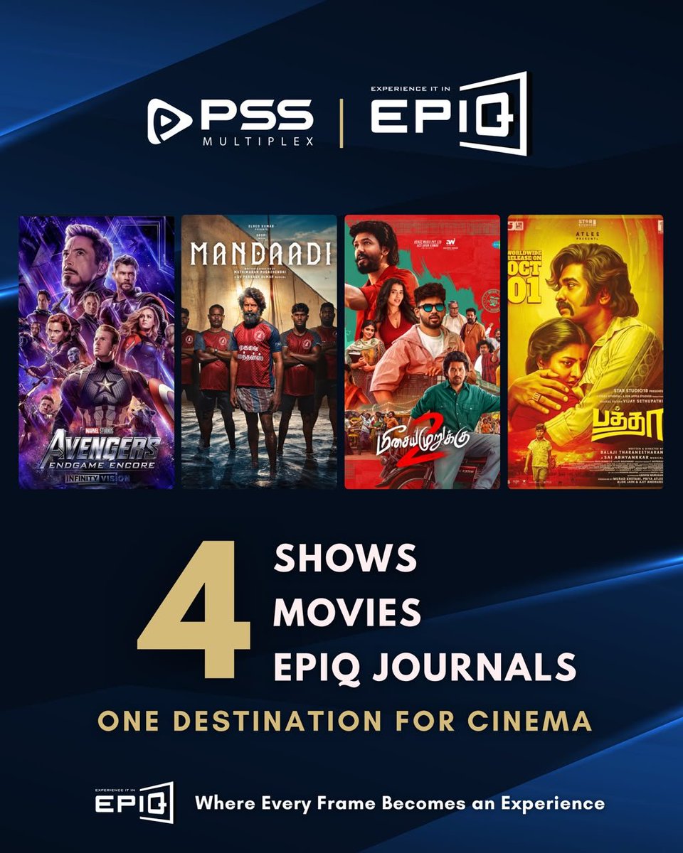 Joe_Qubecinema's tweet photo. Hats off to the PSS team for bringing all 4 fantabulous titles to the EPIQ screen! 🔥

People around this region are truly lucky to experience cinema like this. 🎬✨

Don’t miss it. Watch it on EPIQ! 🚀

#PLF #MAG_Audio #Premium_Experience
@epiqcinema @PssMultiplexOff https://t.co/qBA0sx8vjg