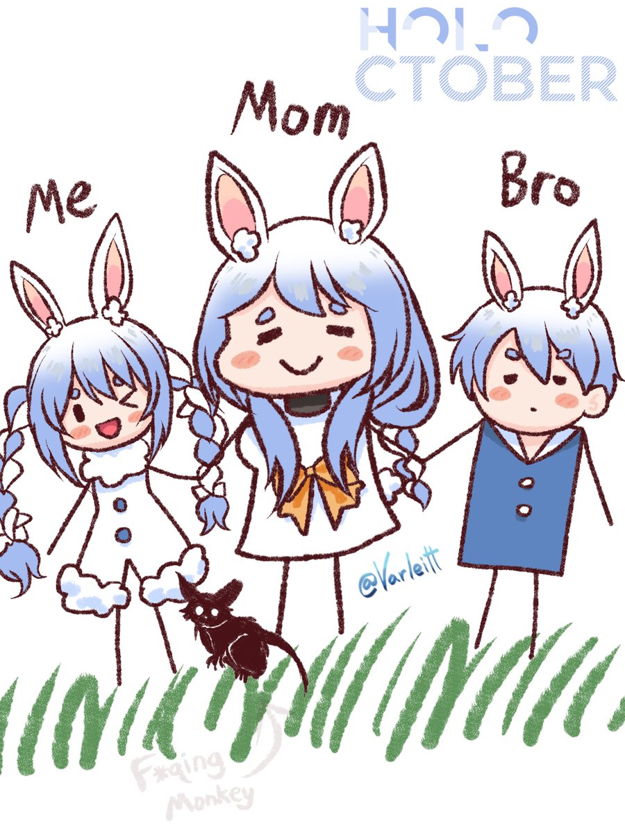 Varleitt's tweet photo. Holoctober day 1 - Stick(𝗆̶𝖺̶𝗇̶) family
#ぺこらーと　#ぺこママ https://t.co/SeqNMWALsT