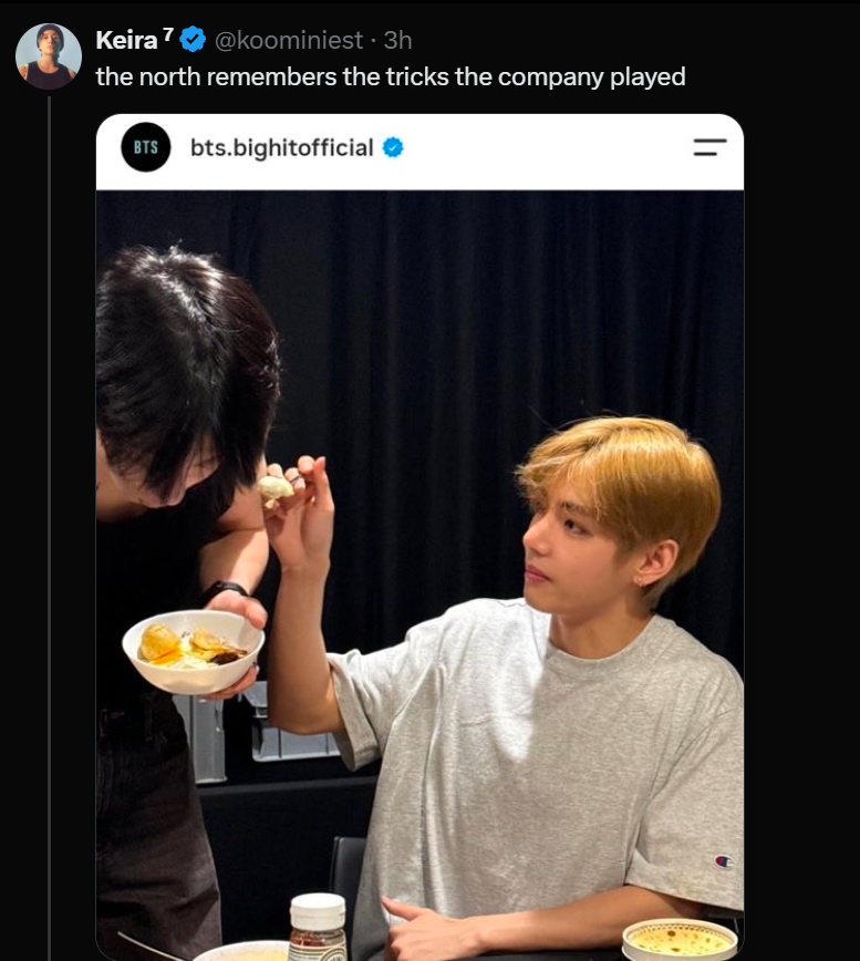 king_heaven_'s tweet photo. jikookers are dragging taehyung for doing the same thing to jm? if these people stepped back from their delusion they’d realize it’s just a normal interaction just like tae has with the other members https://t.co/e5kmW8Emld