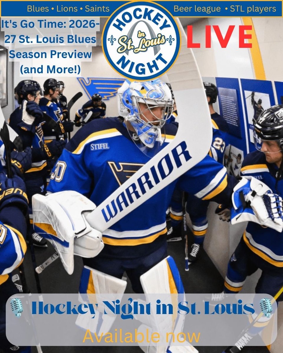 HockeyNightSTL's tweet photo. 🚨NEW EPPY🚨
It's Go Time: 2026-27 #stlblues Season Preview (And More!)
📺YouTube: https://t.co/NljLFOxwmc
🔊Spotify: https://t.co/3xTJZrnJhG
🔊YT Music: https://t.co/sabcFz81SS
🔊Apple: https://t.co/FvKOVaAlpu
🌐URL: https://t.co/18Y0QJrYfg
#maryville #lindenwood https://t.co/dSoDwTQboj