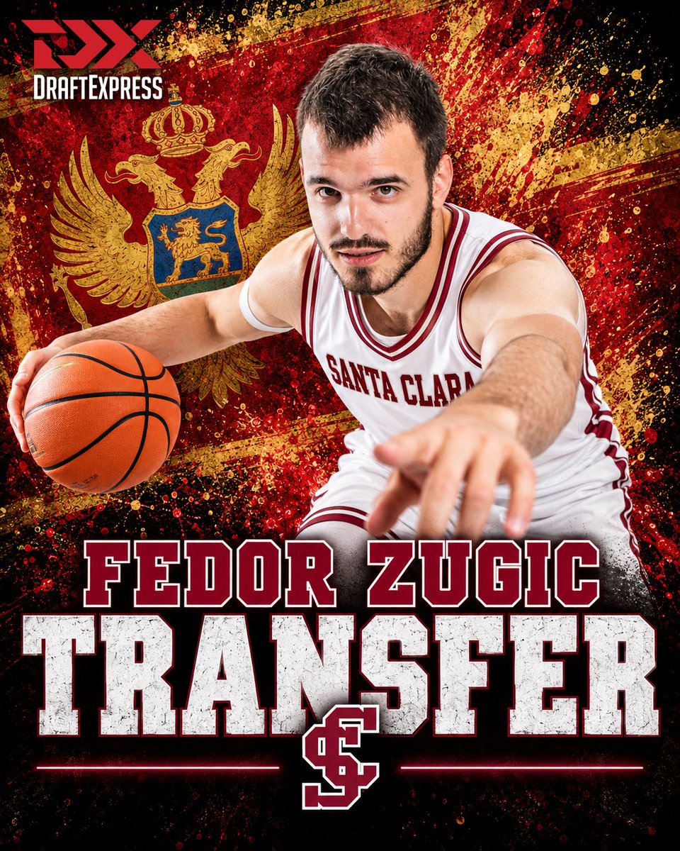 DraftExpress's tweet photo. NEWS: Creighton transfer Fedor Zugic has committed to Santa Clara, agent Misko Raznatovic tells DraftExpress.

The 23-year-old Montenegrin wing averaged 5.2 points in 16 minutes per game last season. Has two years of NCAA eligibility remaining. https://t.co/SlgGt96JIK