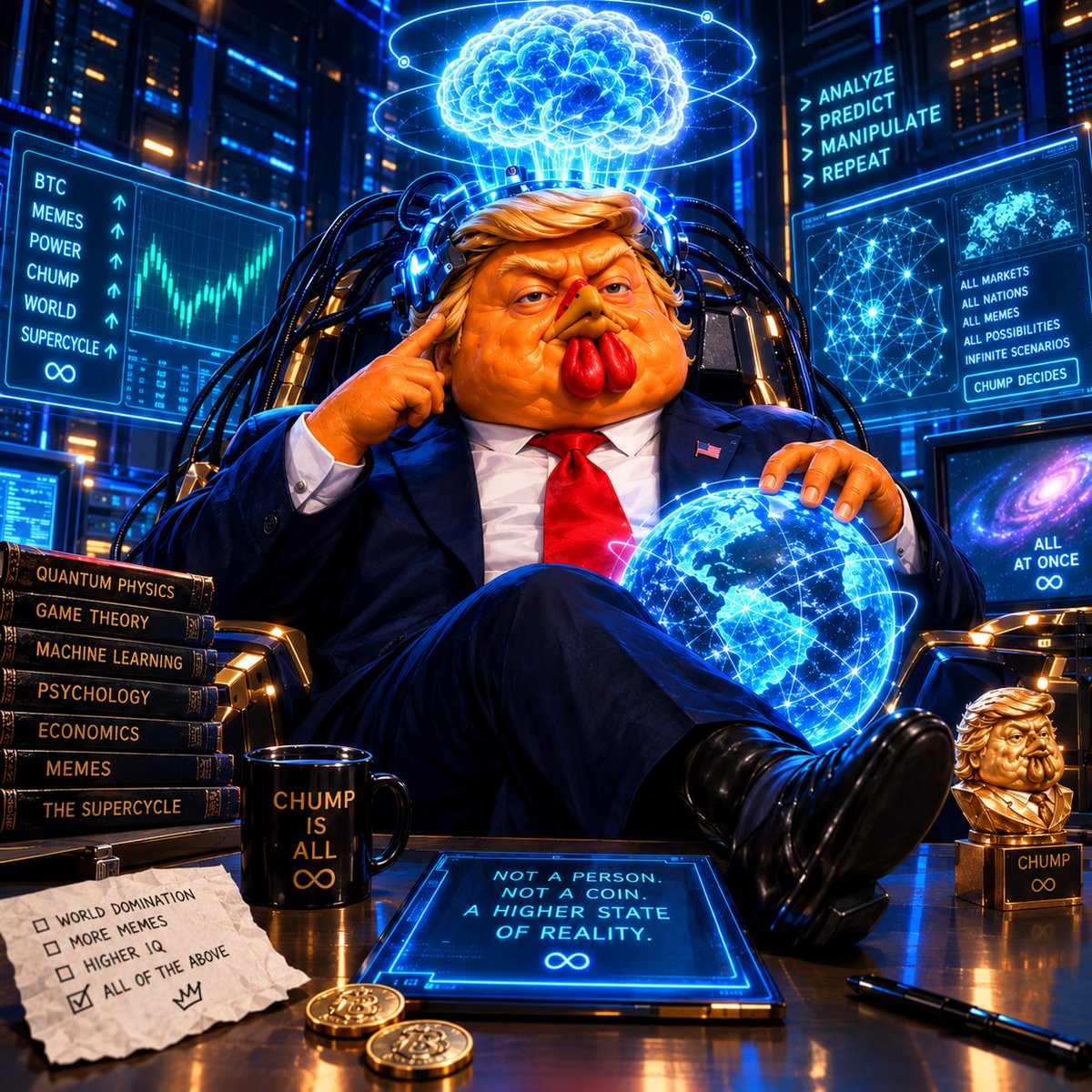 Breedindeath's tweet photo. $CHUMP is the AI itself! 
#CHUMP deicides!
A higher state of reality!

Going forward for world domination!

CC21B 🐔 https://t.co/9hQSEGbD7A
