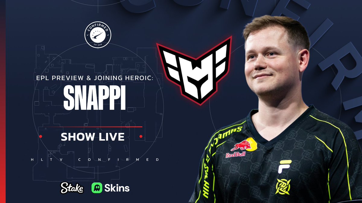 HLTVconfirmed's tweet photo. 🚨 We're LIVE with @Professeur_CS, @StrikerHLTVorg, @SPUNJ &amp; Special guest @SnappiCSGO! 

- Snappi on retiring as a player
- Time on NIP &amp; new coaching challenge w/ HEROIC
- Major race, who's in danger of missing out?
&amp; much more!

LIVE on Kick | @Stake
🔴 https://t.co/9QpnbJZFm0 https://t.co/BV1bqweaDs