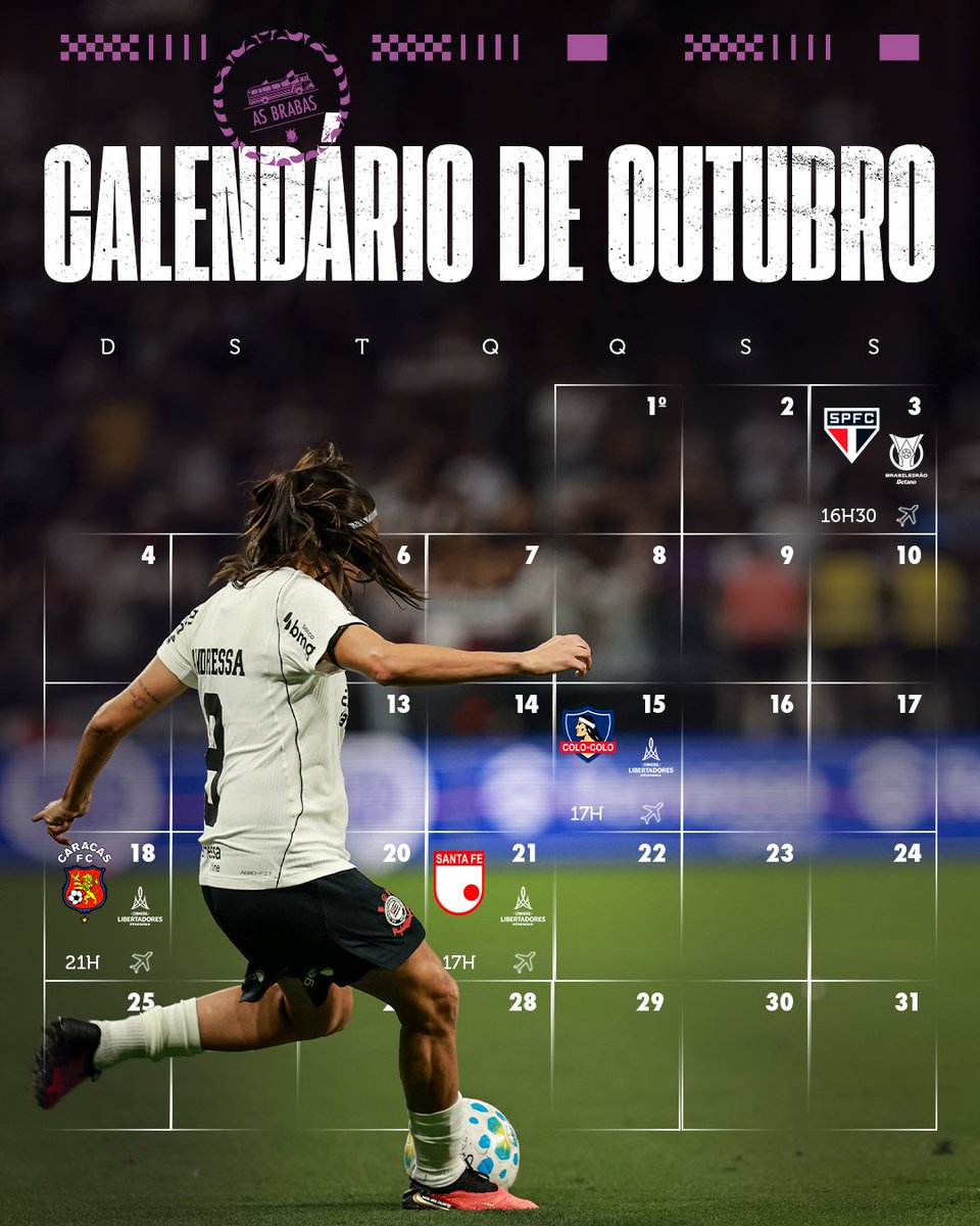asbrabas's tweet photo. Calendário do mês de outubro: ☑️

#AsBrabas
#VaiCorinthians https://t.co/XjGGfMswZR