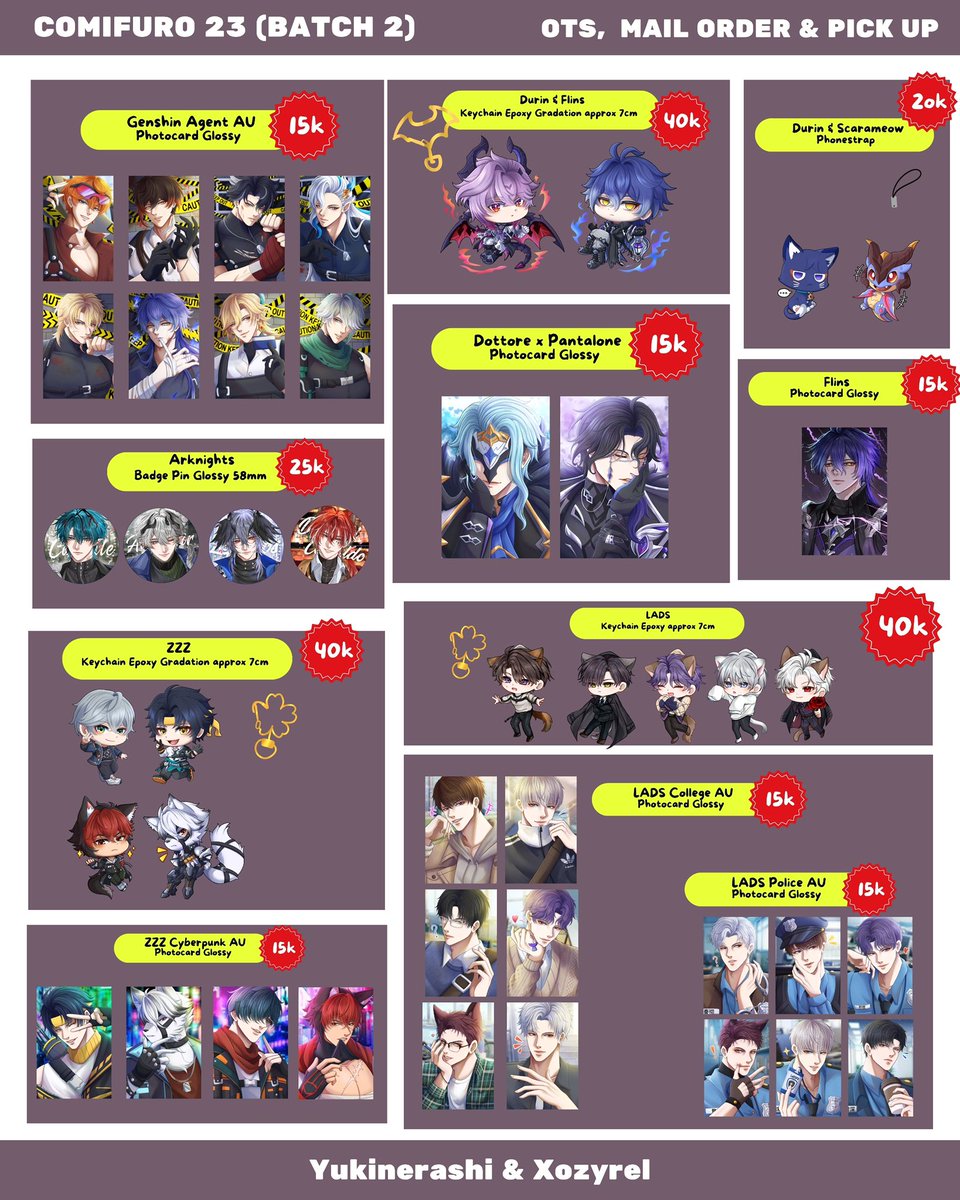 yukinerashi's tweet photo. (❤️+🔁 are appreciated) 
Hello 👋 #CF23 / #comifuro23 PO batch 02 now open! 
🗓️: 01 Oct - 10 Oct 2026
📌: Pick-up both days, Mail order, &amp; OTS 
🔗: https://t.co/n1gx1KzyDT
 
(1/3) ORV, GSGW/GDCG, HSR, Genshin, WuWa, LADS, DoD, ZZZero, S-class, LOTM, Arknights 
#cf23catalogue https://t.co/zO6sNESO88