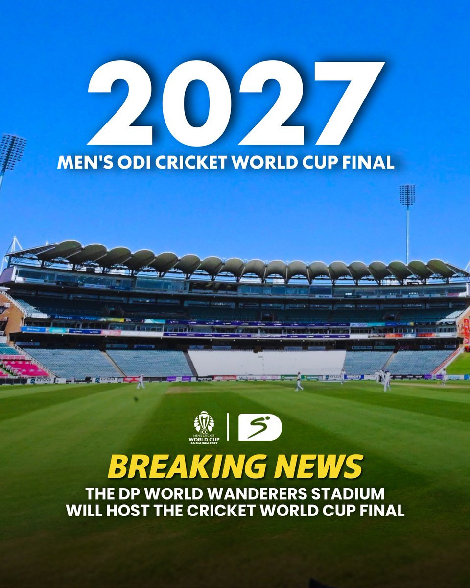 ZBayant's tweet photo. RT @SuperSportTV: The Wanderers will host the #CWC27 final on the 21st of November 2027 🏆🔥

#SSCricket https://t.co/saTsyL8ENp