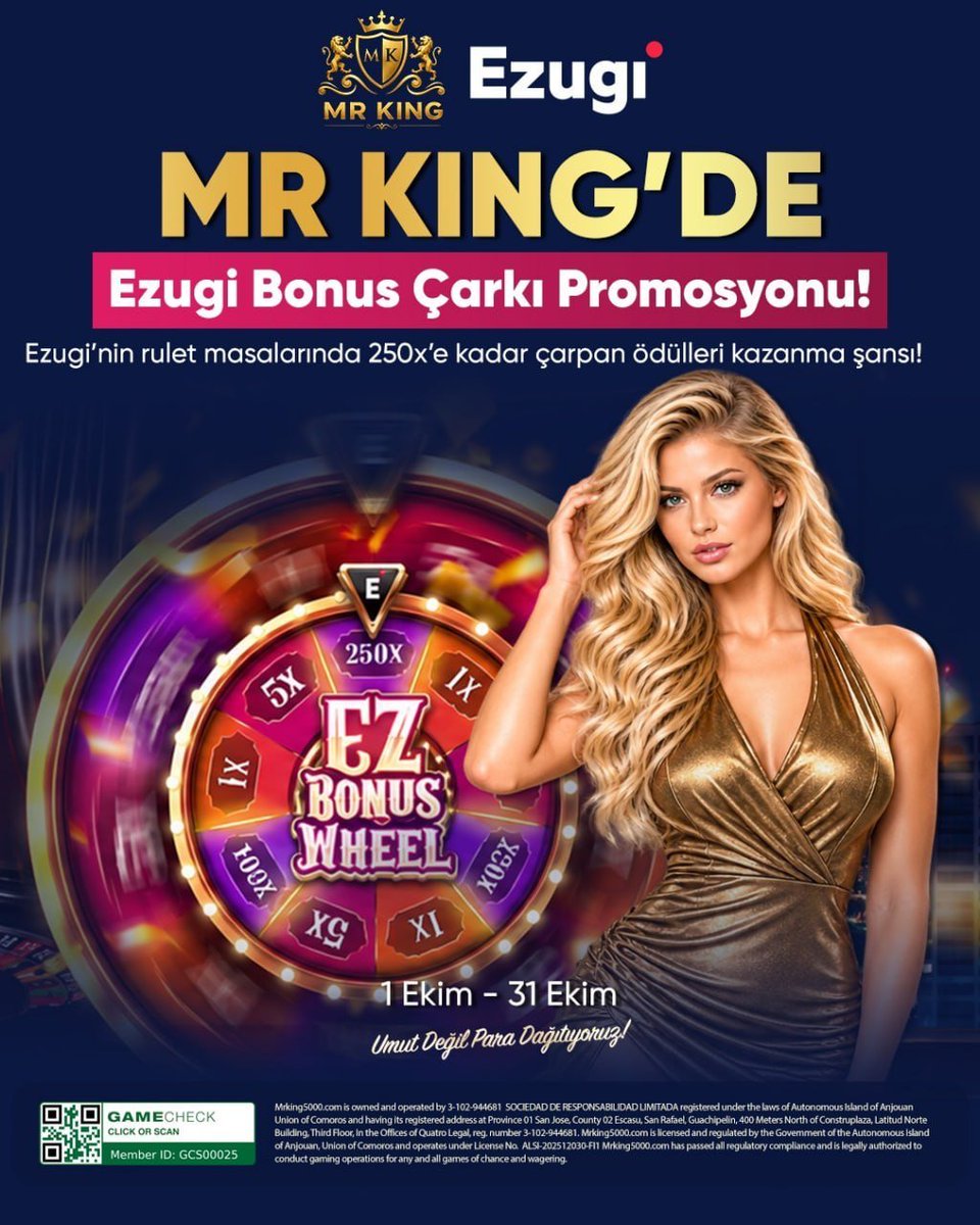 catikkaslilar's tweet photo. Çark dönüyor, ödüller büyüyor!

Ezugi Bonus Çarkı Promosyonu MR KING’de!
Rulet masalarında 250x’e kadar çarpan ödülleri 1-31 Ekim tarihleri arasında seni bekliyor.

Güncel giriş yorumda! #MrKing https://t.co/idYc033uiK