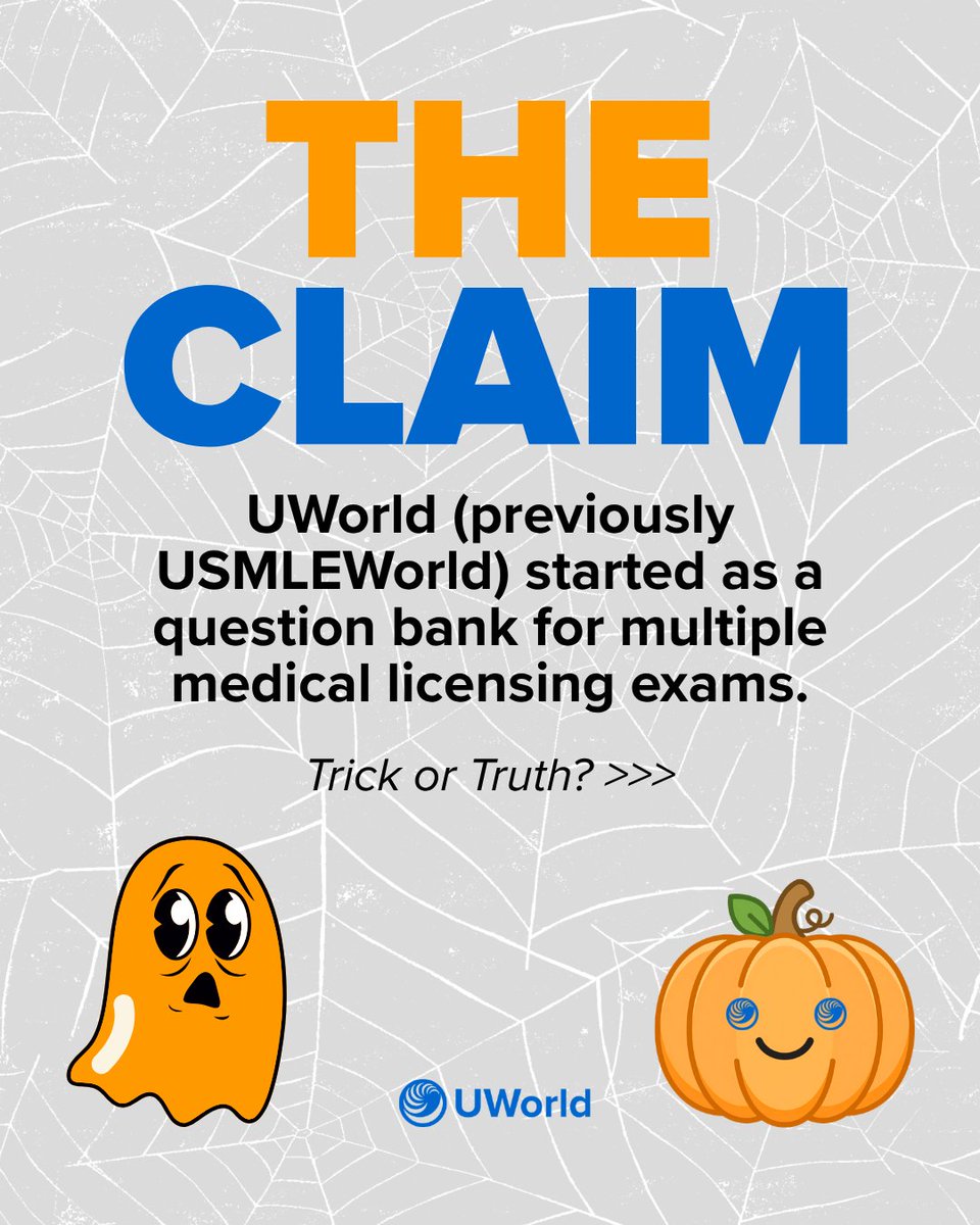 UWorld's tweet photo. Did we get you? 👻 There’s more to UWorld Medical than you might think. 

🎃 Explore the tools built to help future doctors study smarter and see for yourself: https://t.co/vvnGp0jmfC

#USMLE #MedEd #MedStudent #MedSchool https://t.co/wjjZP1FHse
