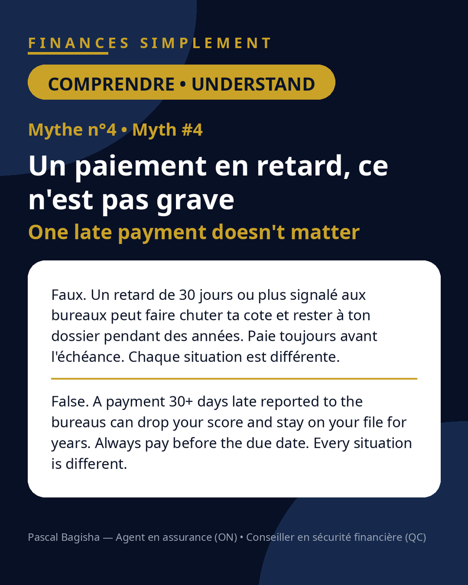 bagishapascal's tweet photo. 5 credit score myths in Canada 🧵
#1 almost everyone believes: "checking my score lowers it." False.
Swipe through 👇 Which one did you believe? Comment or DM me. https://t.co/0KJFfr4ppl